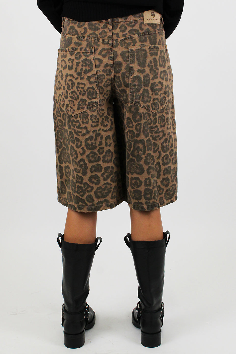 Haveone - Bermuda fantasia animalier in denim