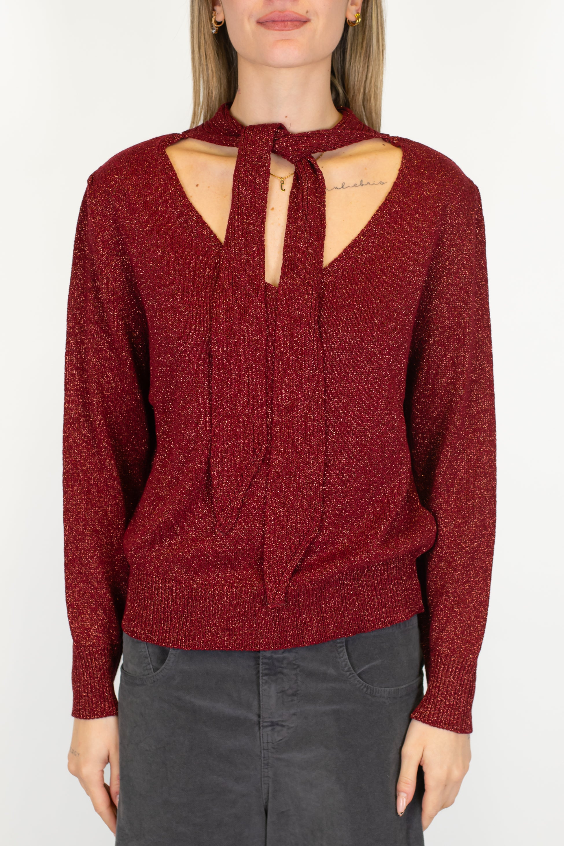 Motel - Maglia un lurex con sciarpina al collo