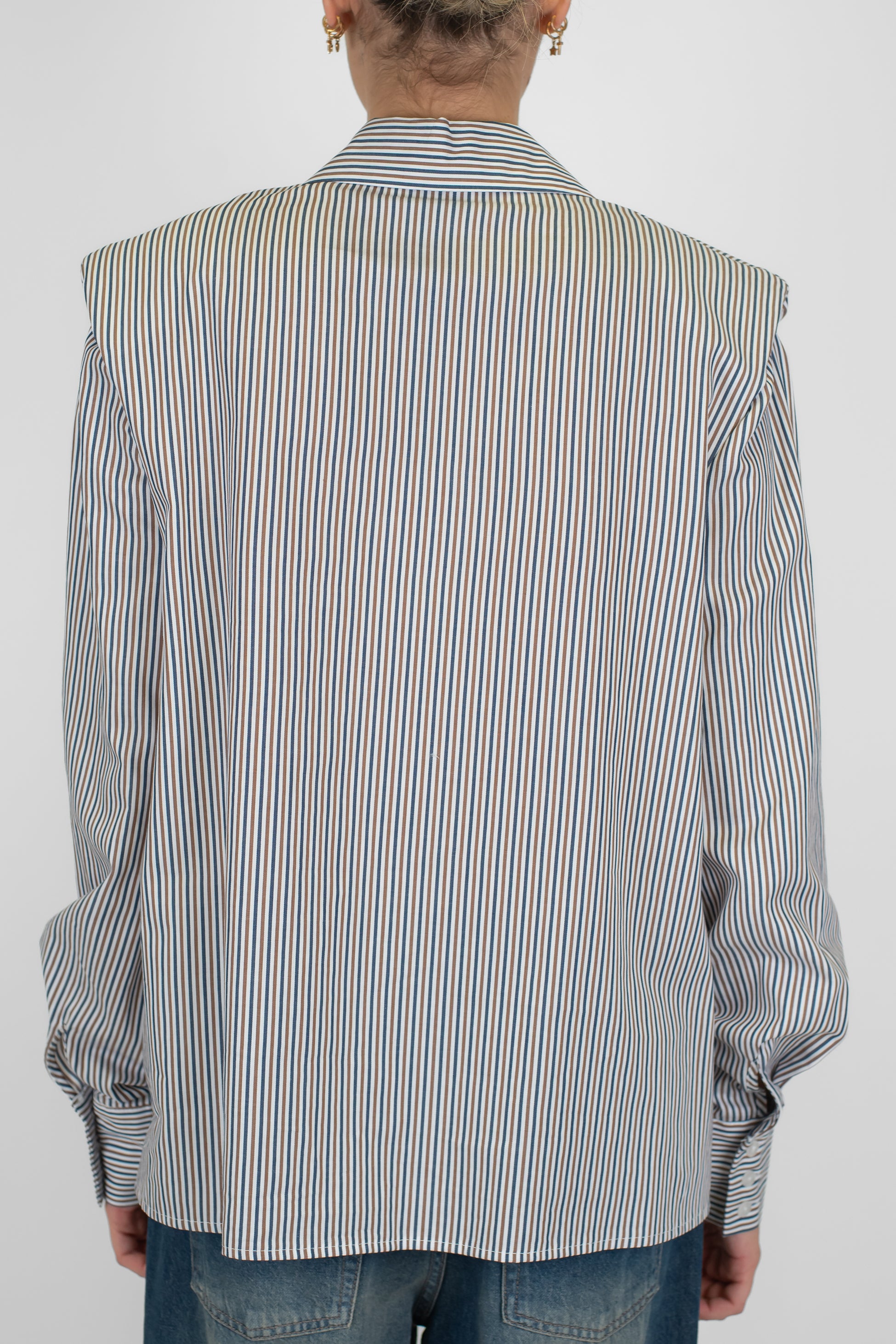 Maryley - Camicia in cotone a righe con spalline