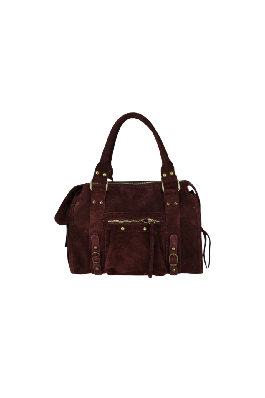 Borsa piccola in camoscio con finiture in oro anticato