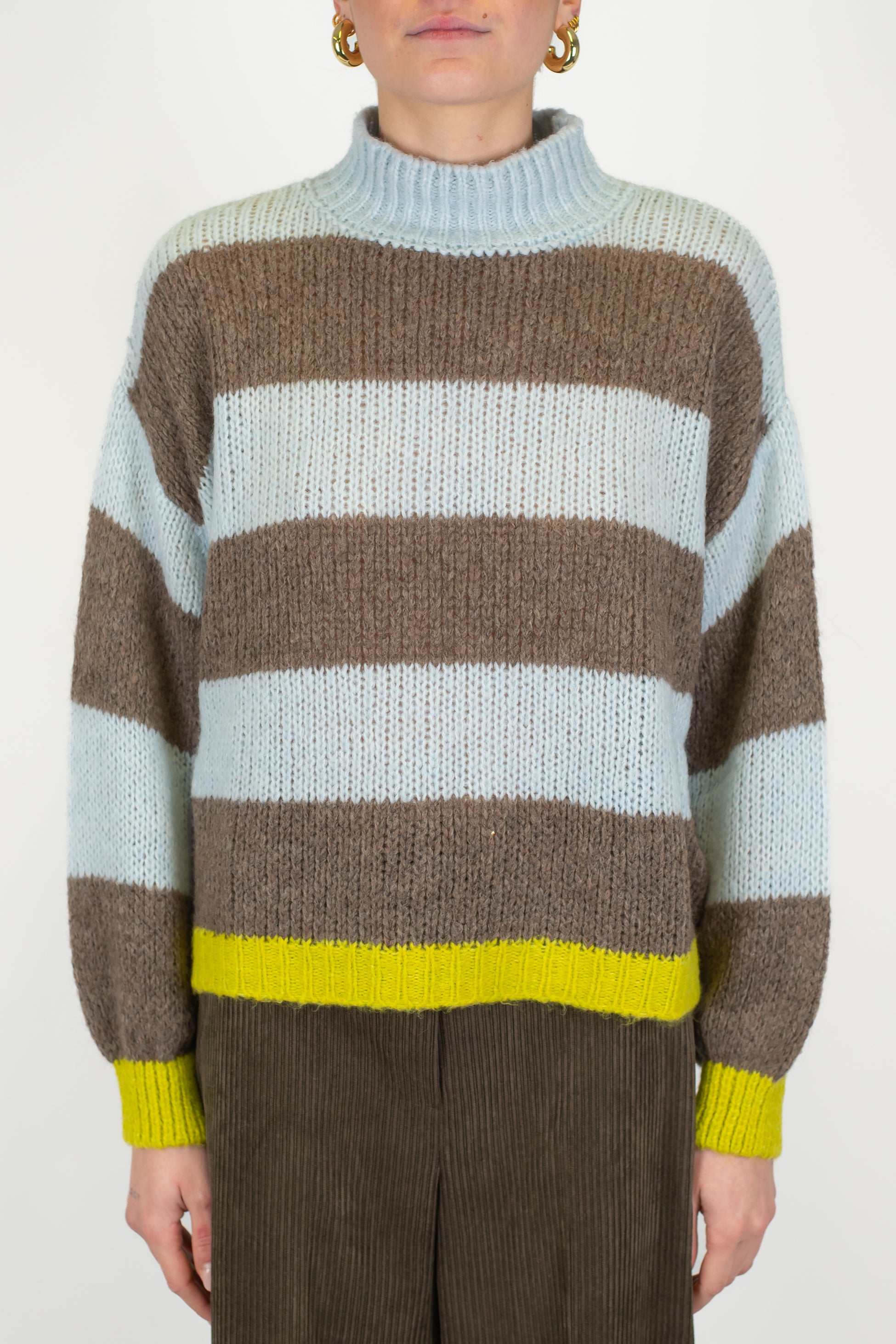 Dixie - Maglia mezzocollo a righe con profili a contrasto