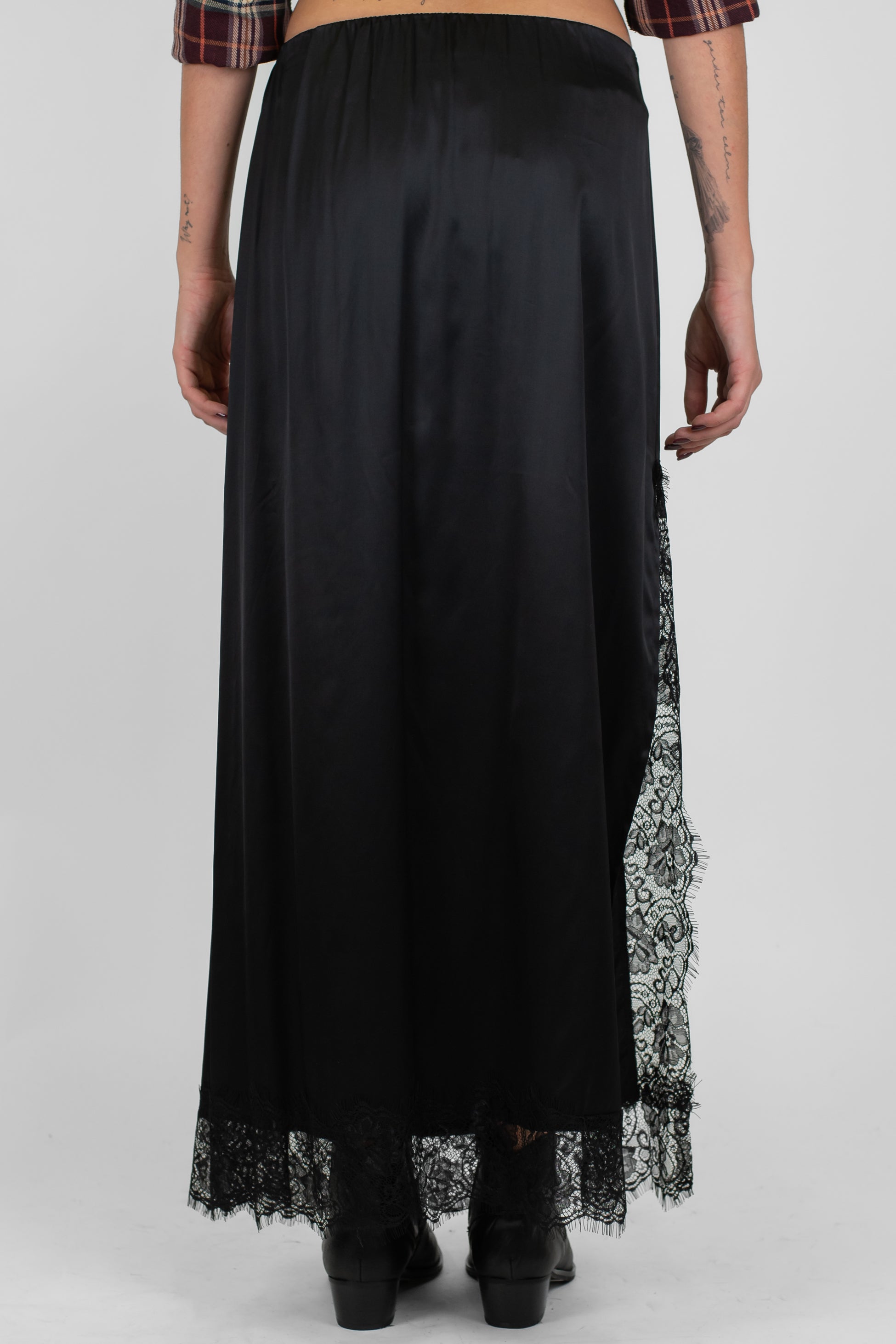 Dixie - Gonna in viscosa con elastico in vita, spacco e orli in pizzo