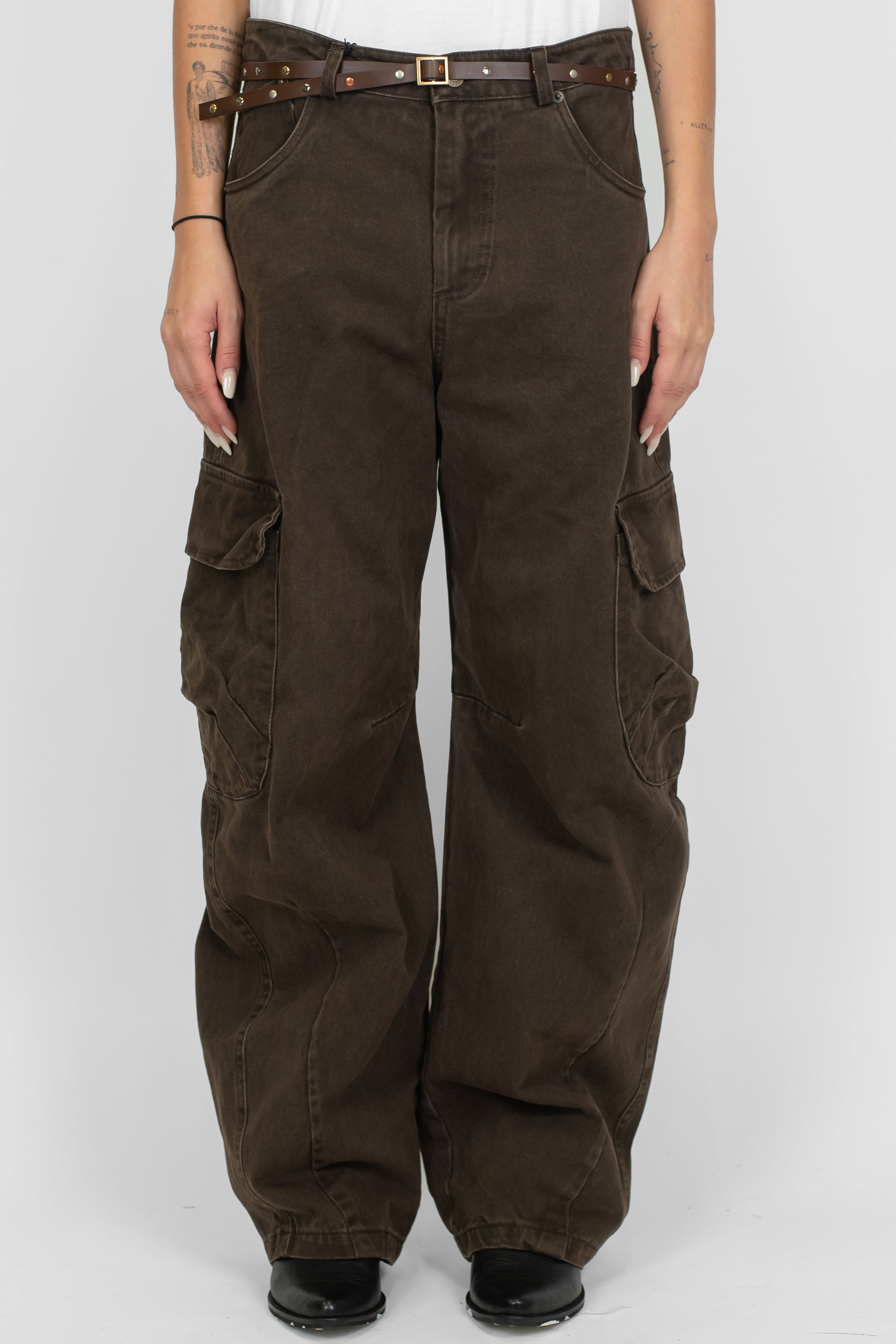 Tensione in - Pantalone cargo in denim colorato