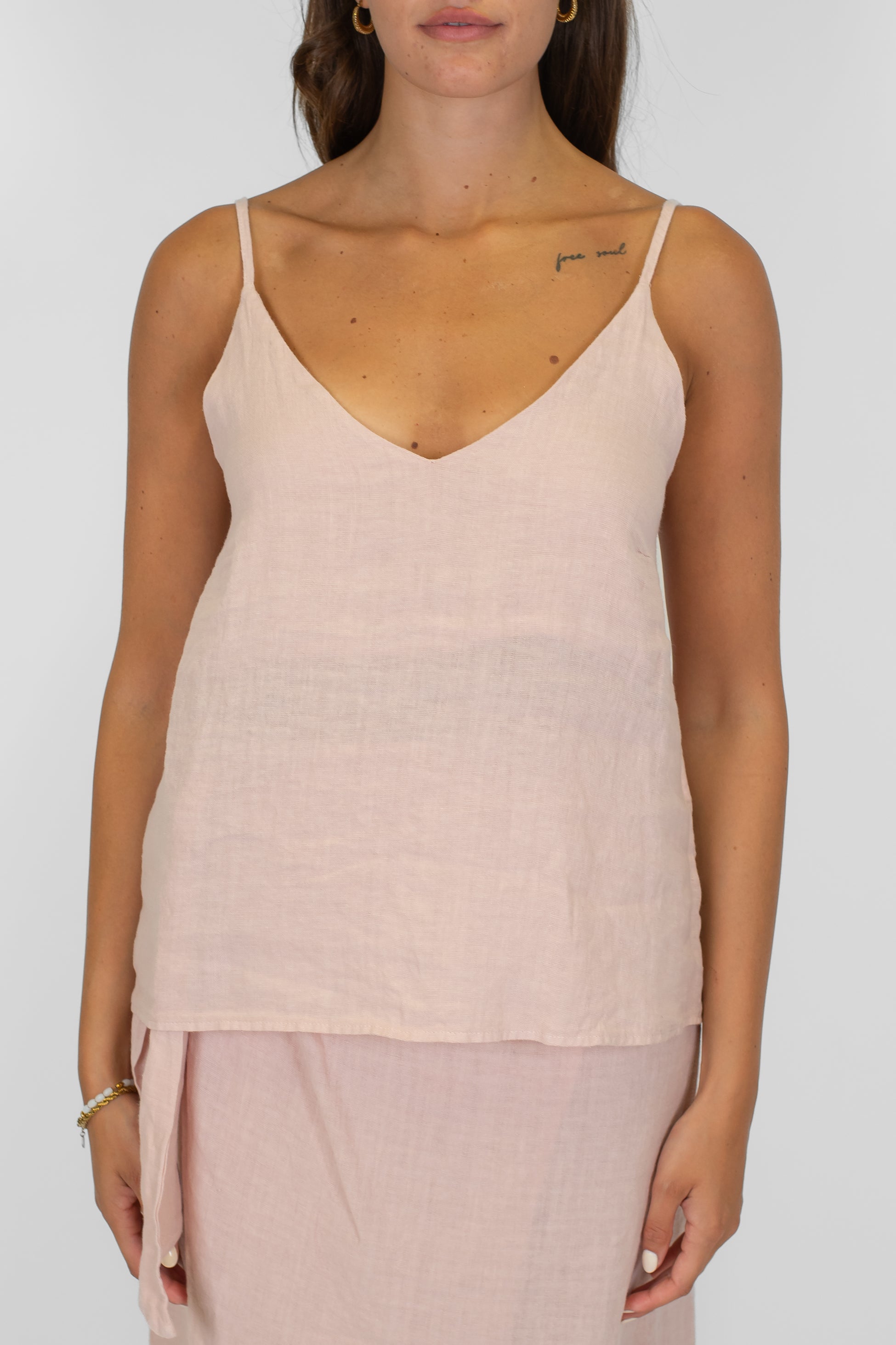 Haveone - Top con spalline regolabili in lino