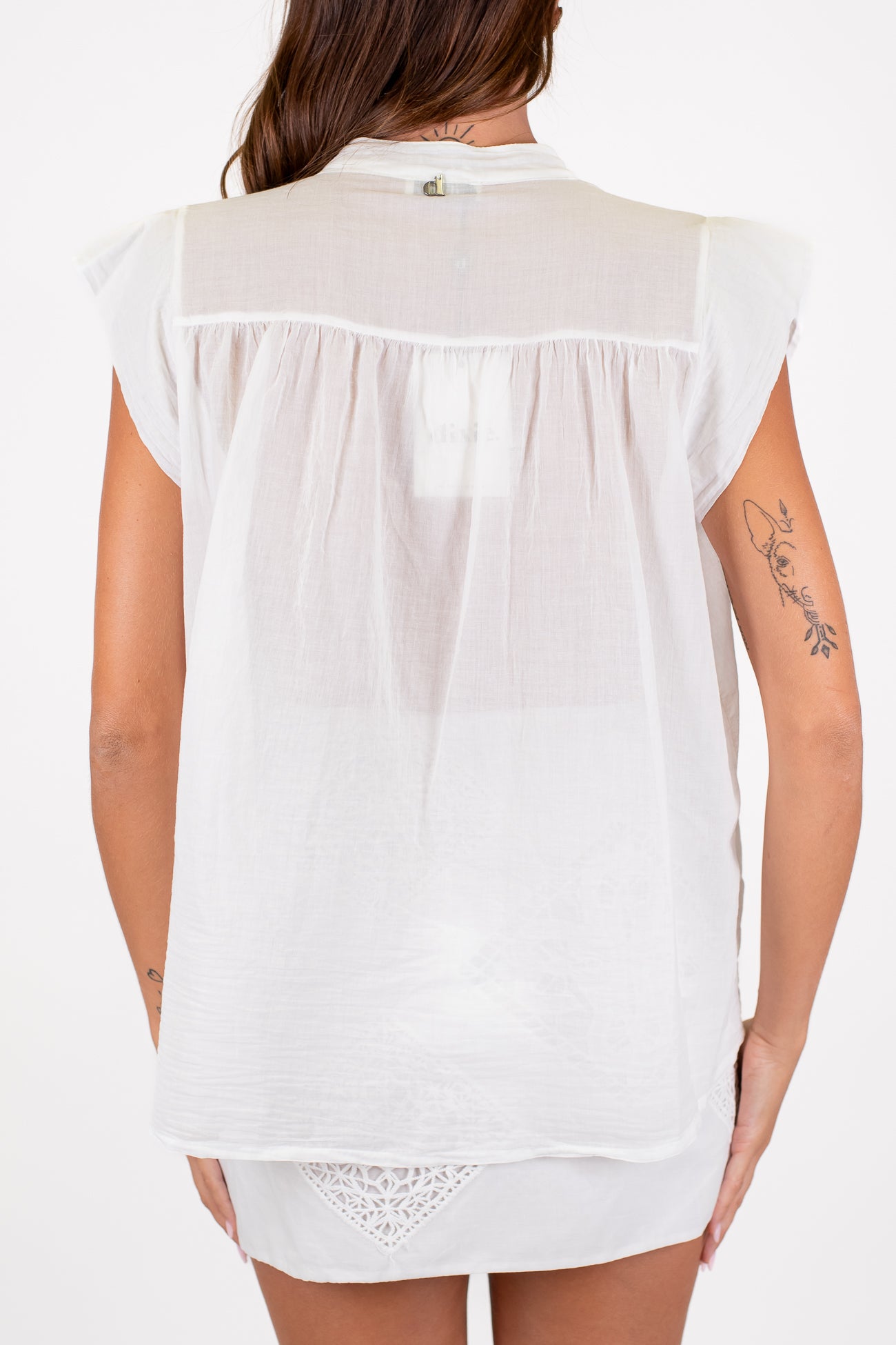 Dixie - Camicia giromaniche in mussola di cotone con alette