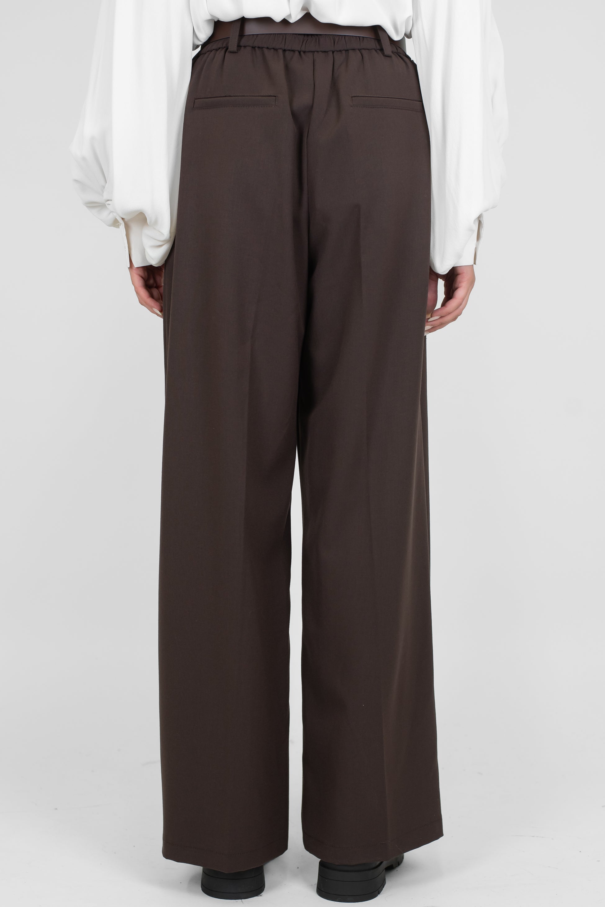 Motel - Pantalone palazzo tinta unita con elastico sul retro