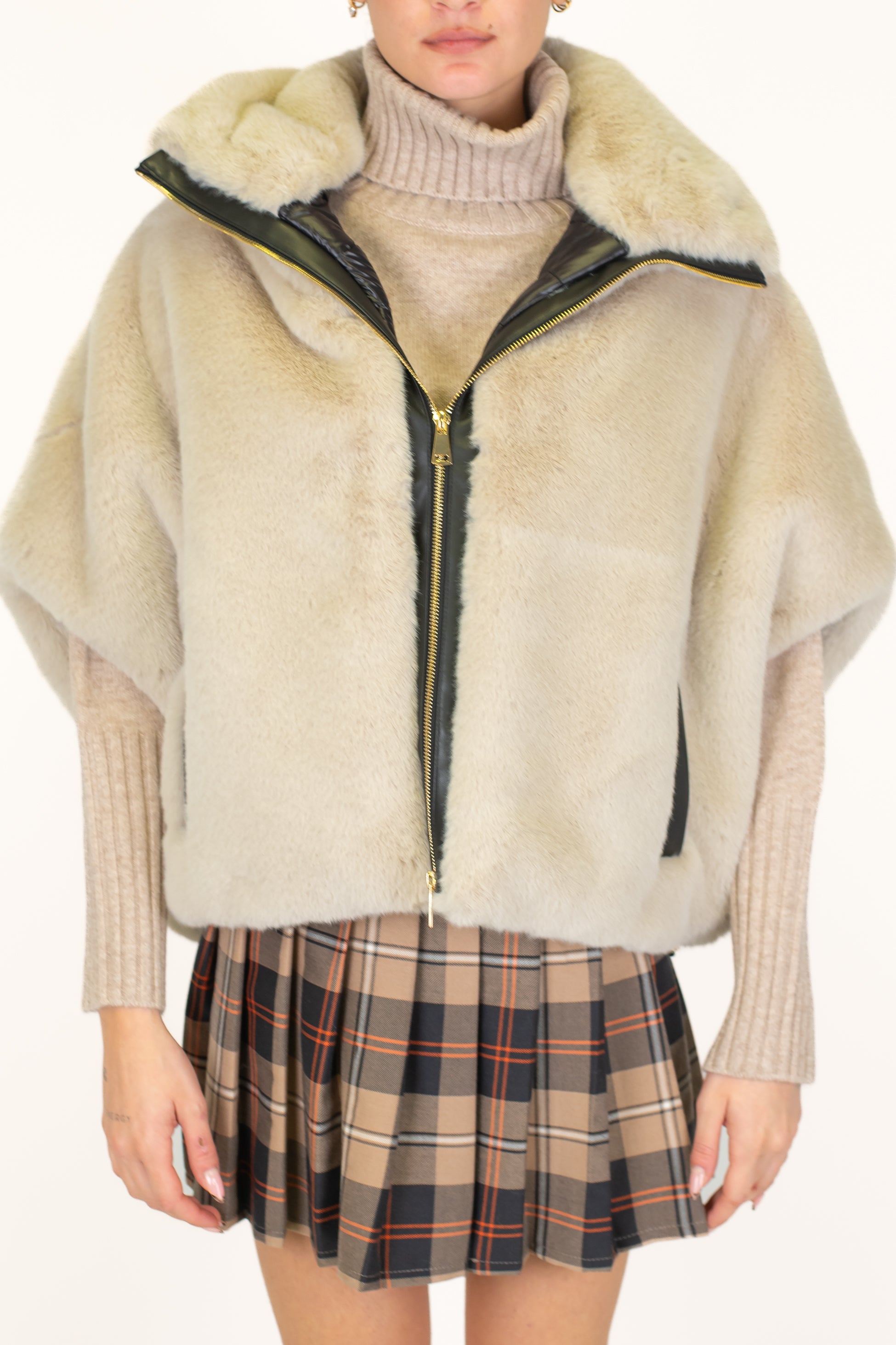 Motel - Ecopelliccia bomber mezzamanica