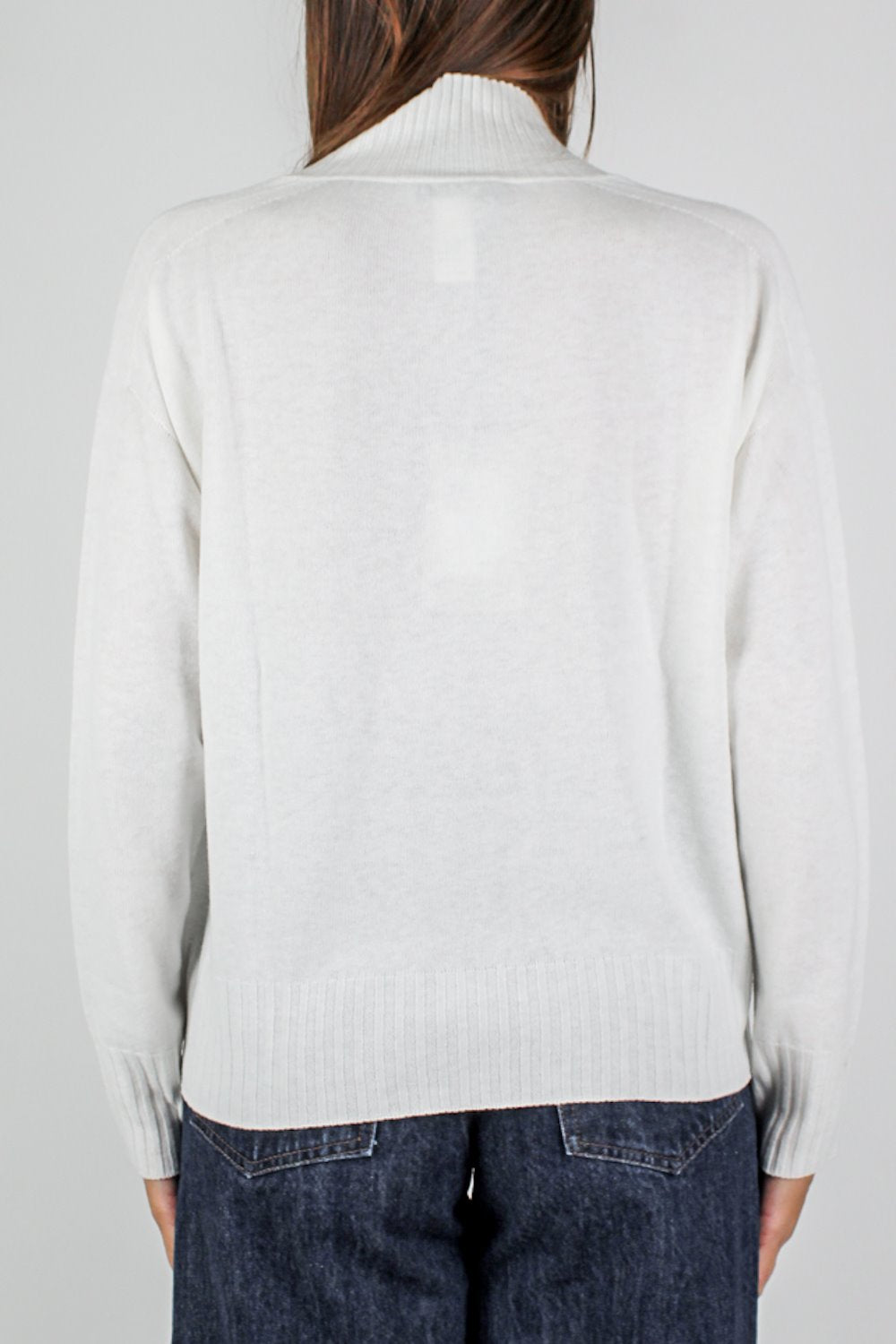 Maryley - Maglia a scatola con scollo a V in misto lana