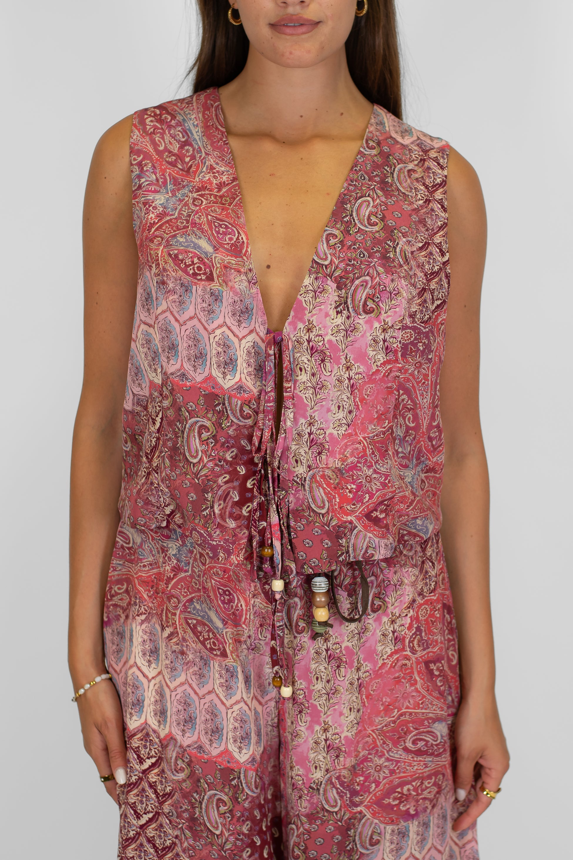 Motel - Gilet fantasia astratta con laccetti