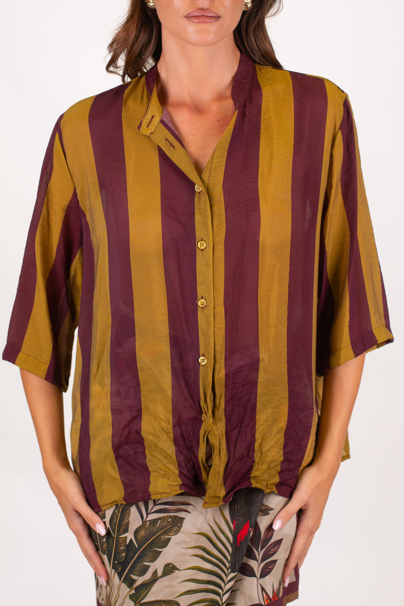 Dixie - Camicia rigata in viscosa leggera