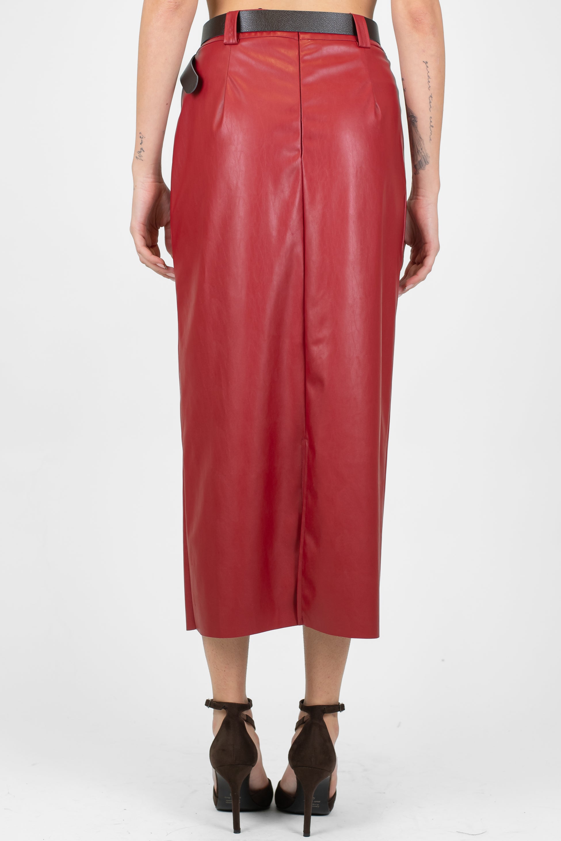 Haveone - Gonna longuette in ecopelle