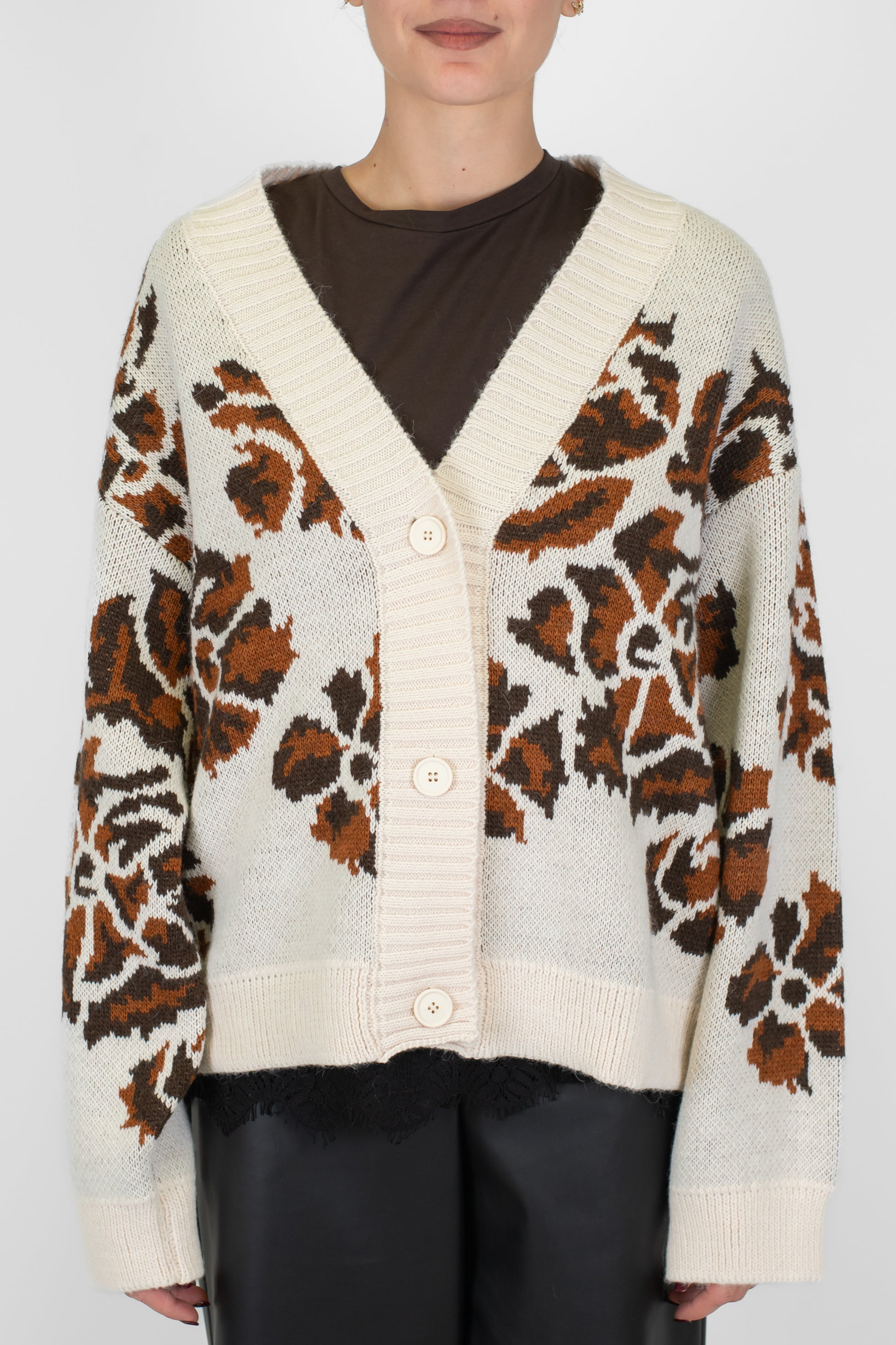 Maryley - Cardigan over in misto lana fantasia fiori