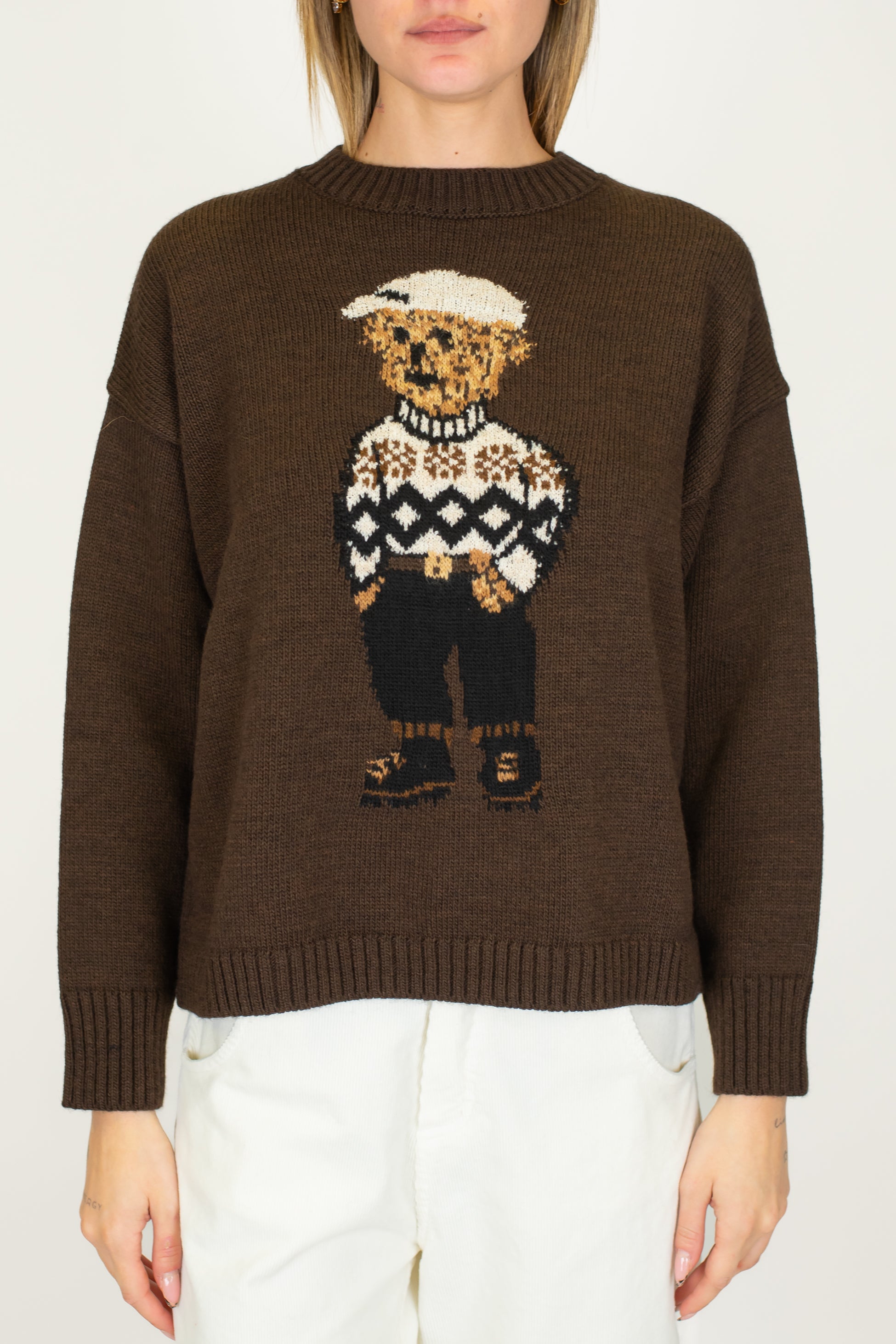 Tensione in - Maglia con orsetto in misto lana