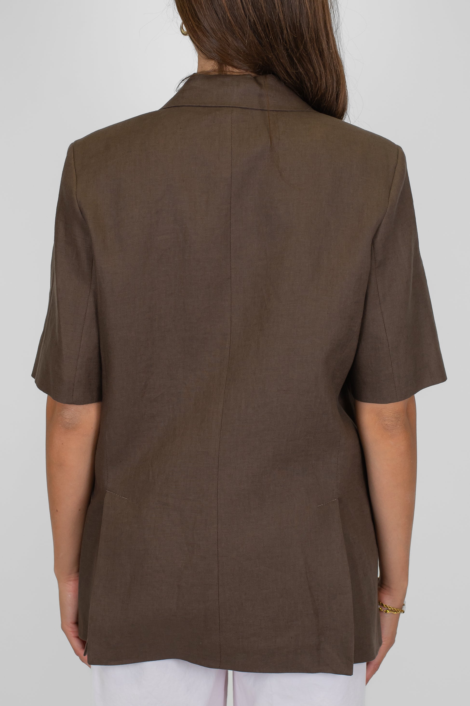 Tensione in - Giacca monopetto mezza manica in 100% lino