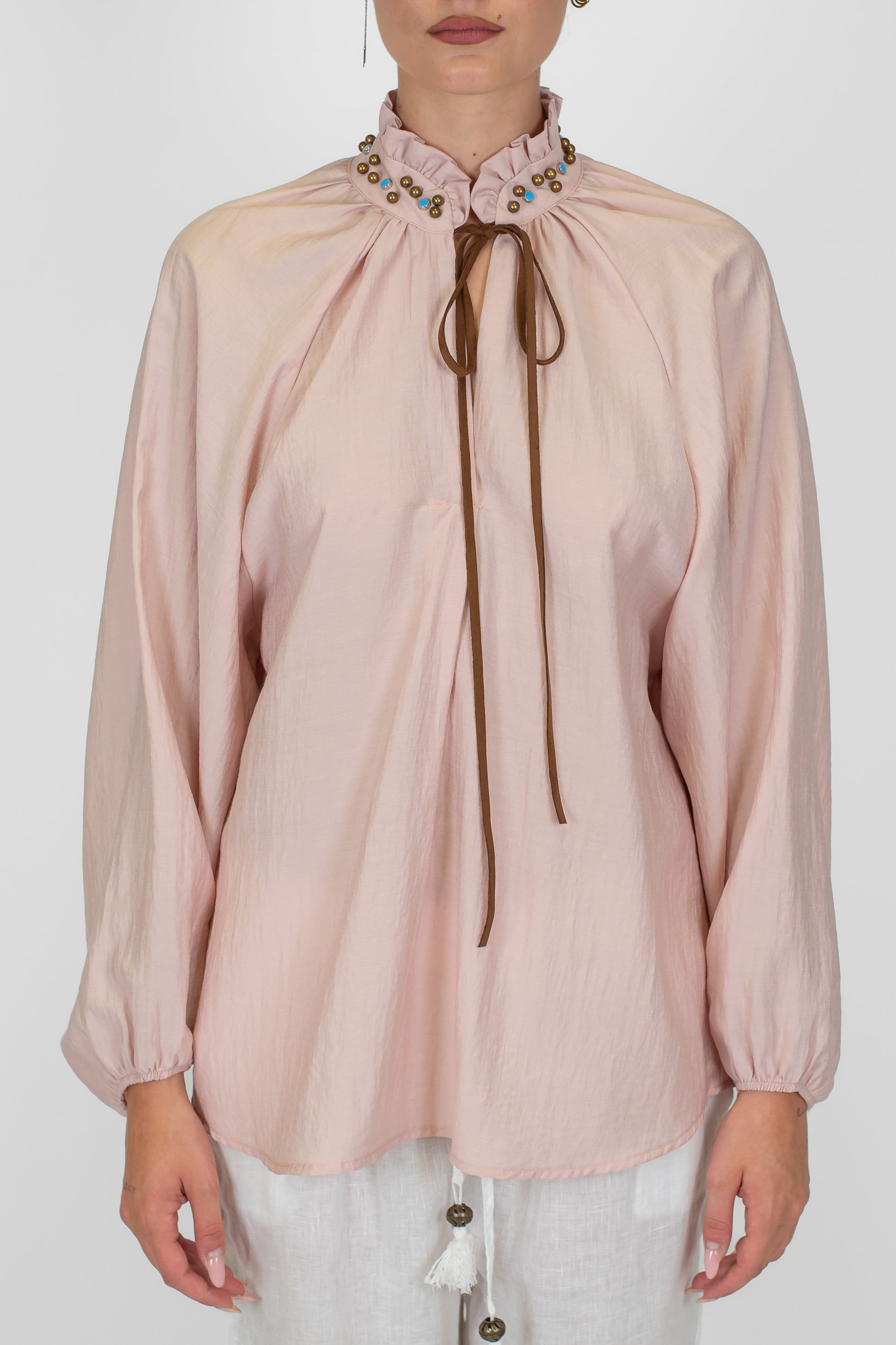 Dixie - Camicia con allaccio al collo arricciato con dettagli