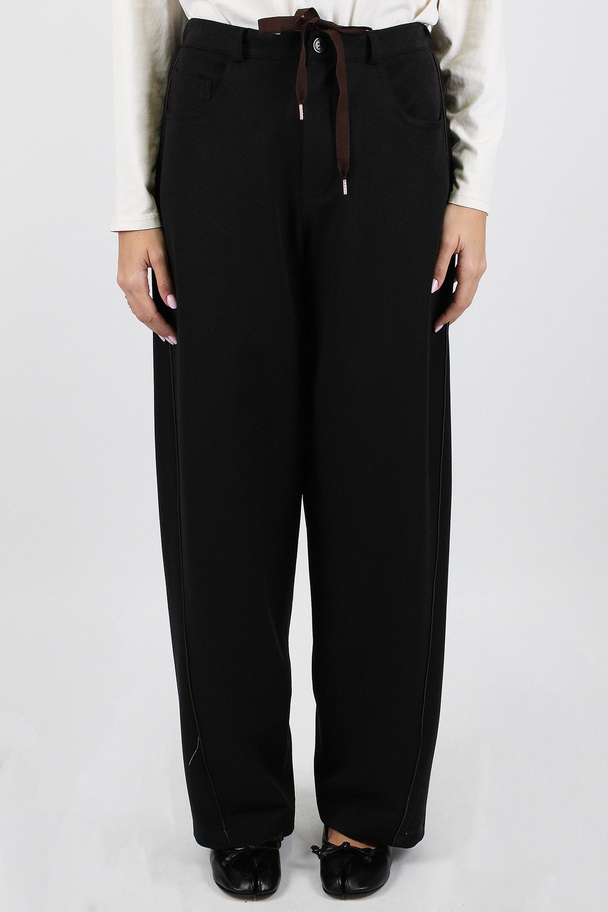 Maryley - Pantalone regular in punto milano con elastico in vita