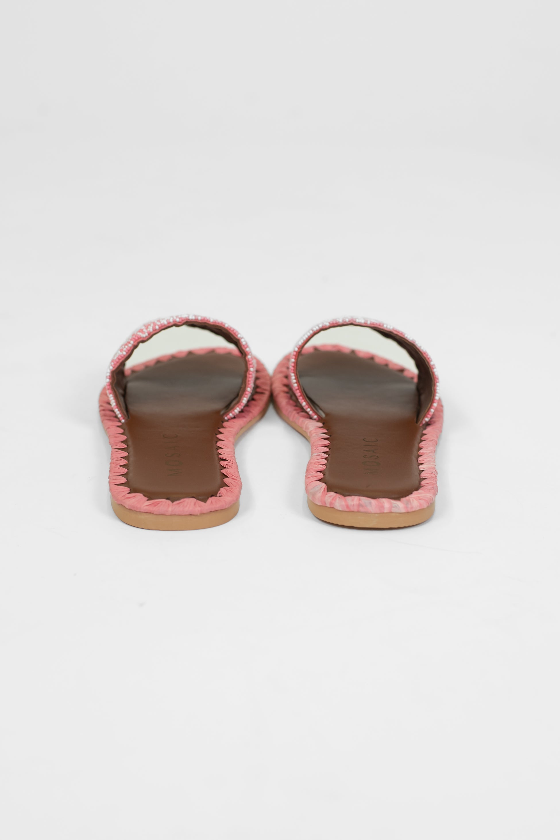 Mosaic - Ciabattina con fascia decorata da perline con scritta