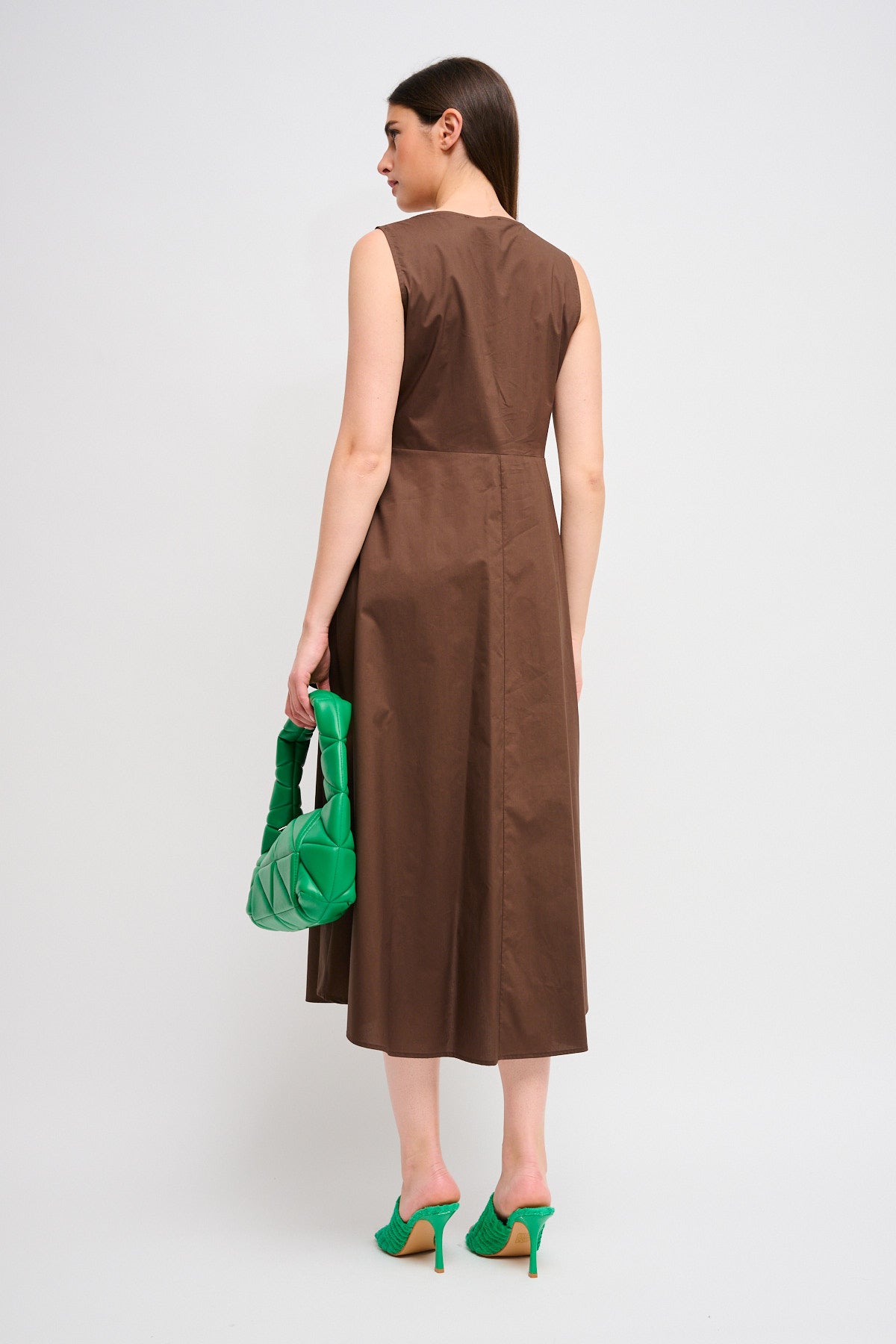 Maryley - Abito lungo giromaniche a portafoglio con chiusura zip laterale