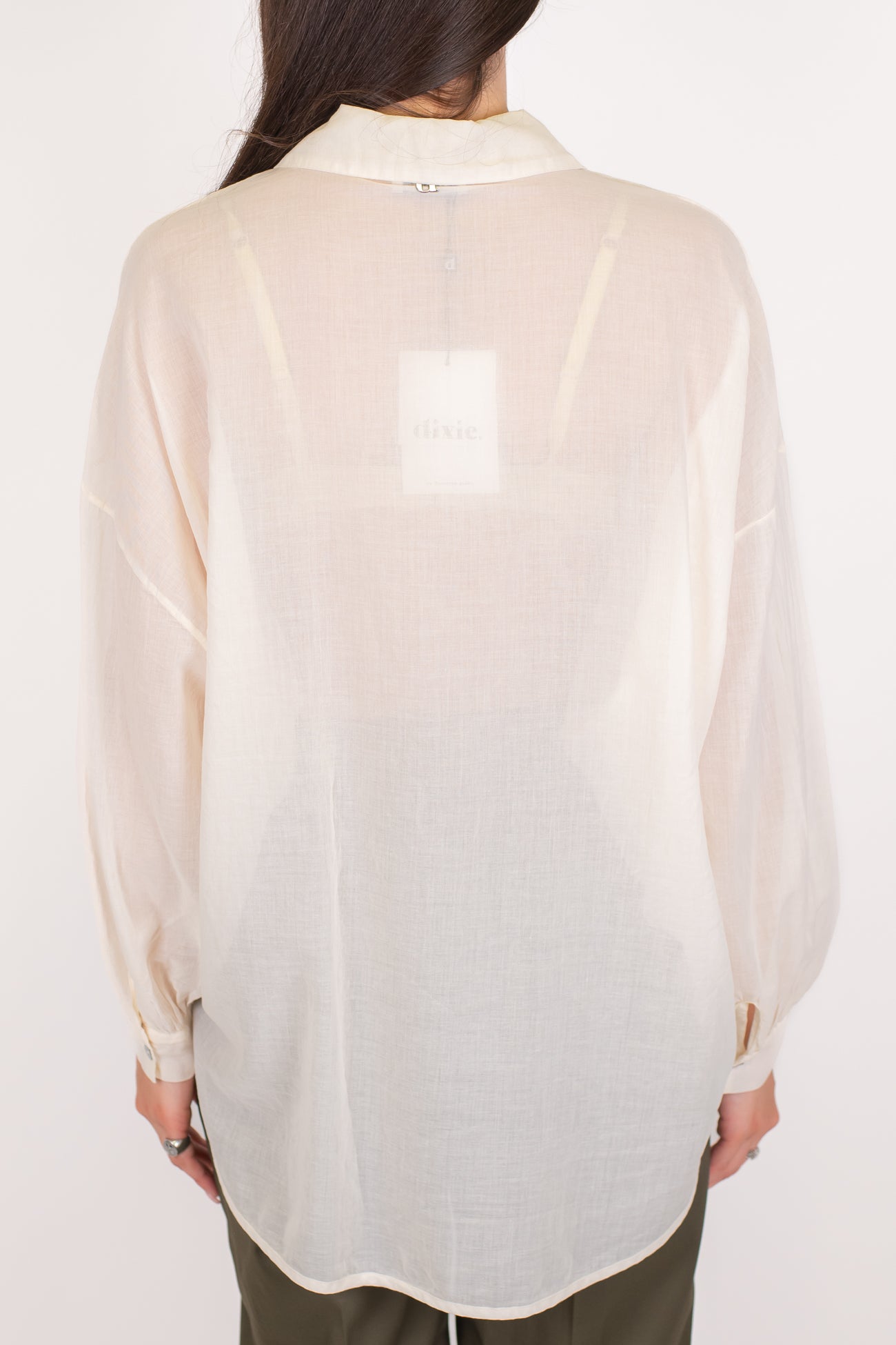 Dixie - Camicia over tinta unita in mussola di cotone