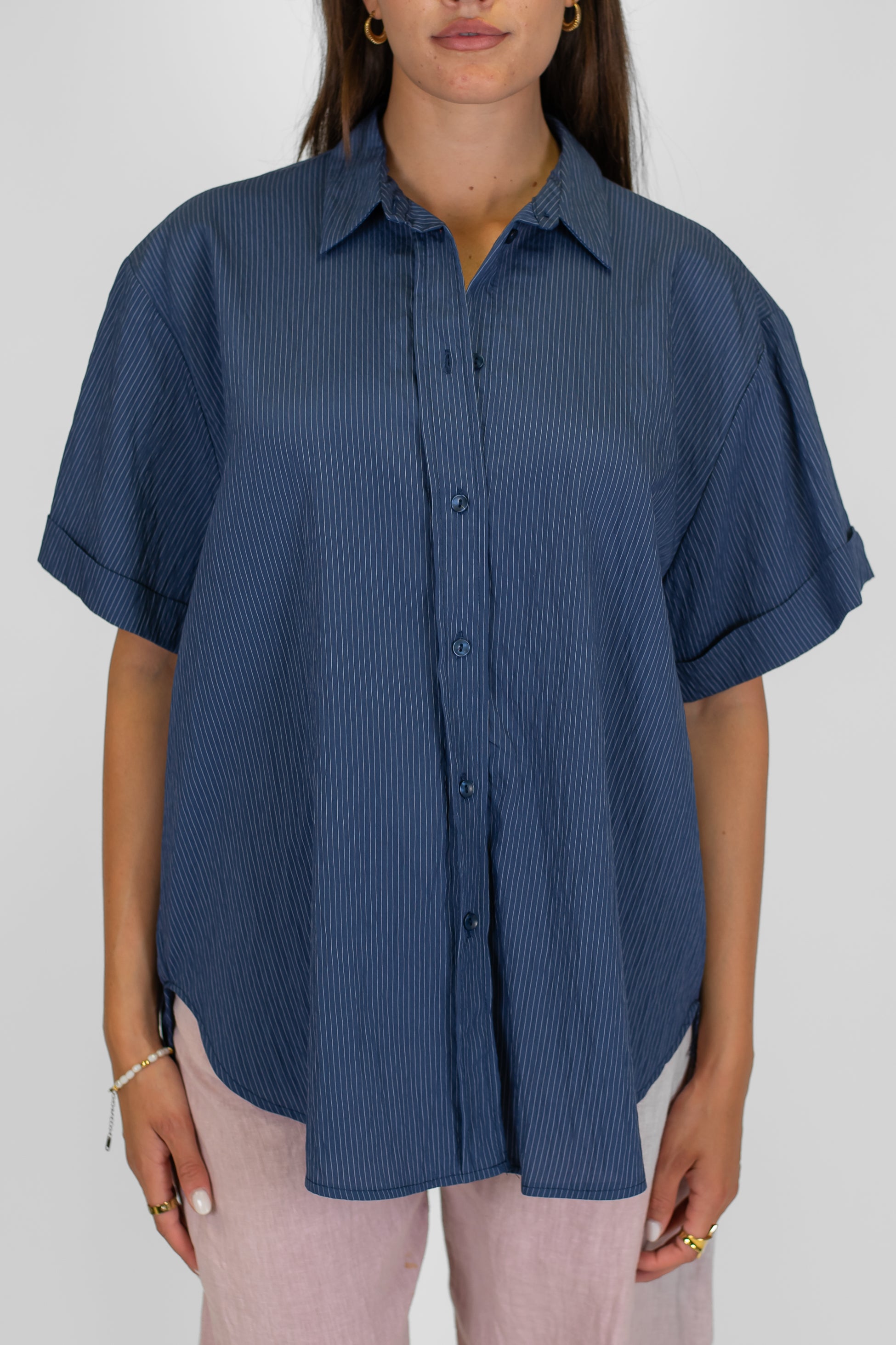 Motel - Camicia mezzamanica over a righe