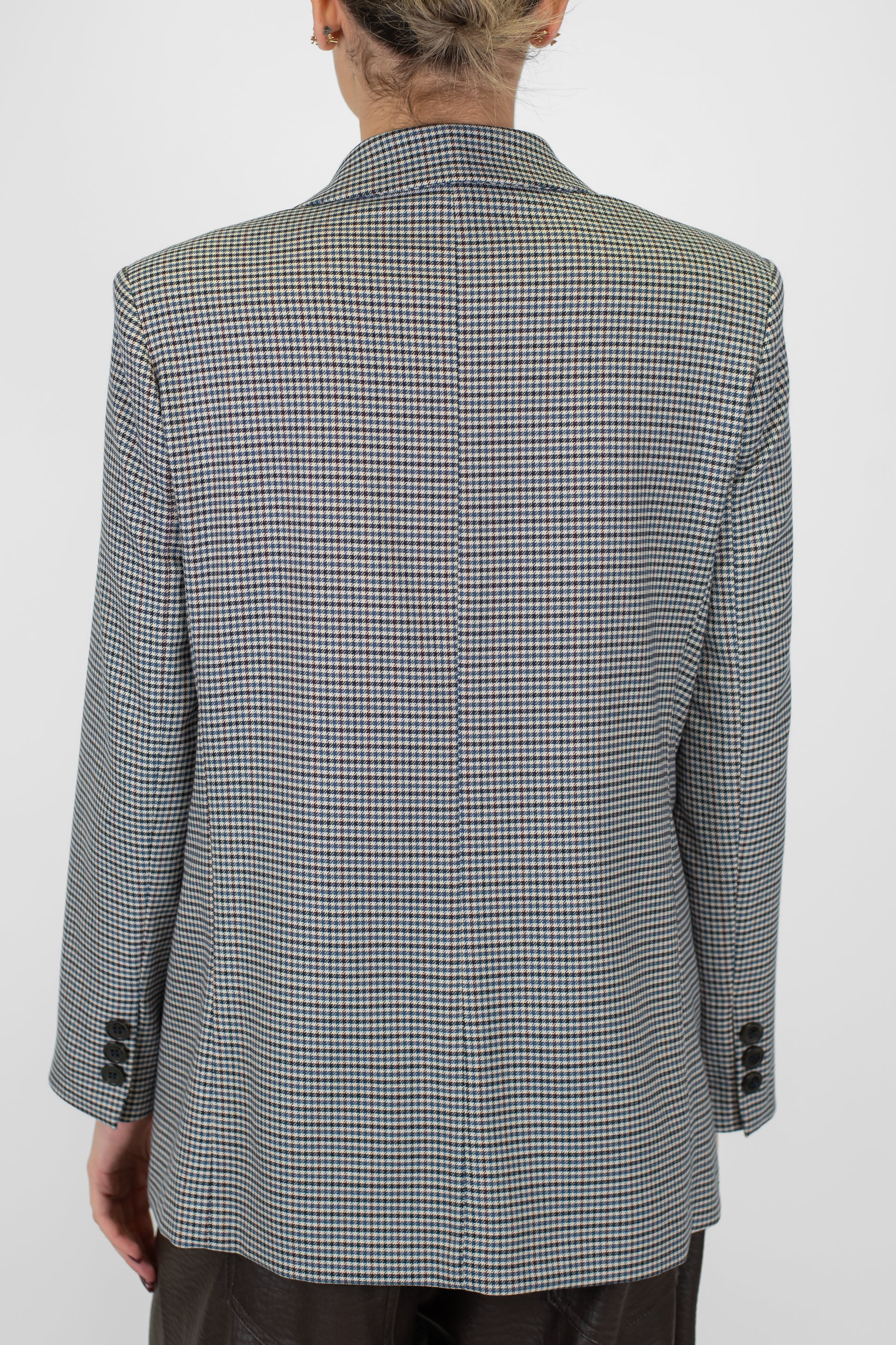 Maryley - Giacca doppiopetto microfantasia pied de poule con spilla