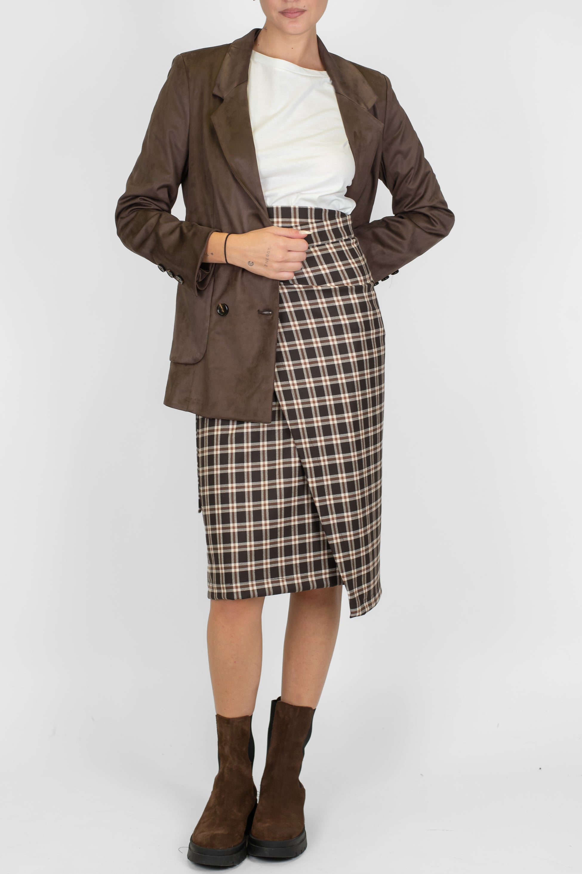 Maryley - Gonna longuette a portafoglio fantasia check