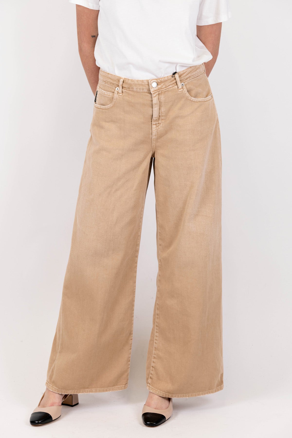 Haveone - Pantalone palazzo modello Tokyo in denim colorato