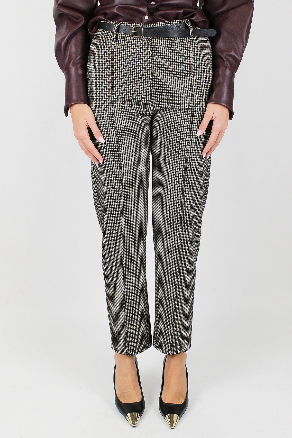Tensione in - Pantalone slim fantasia pied de poule