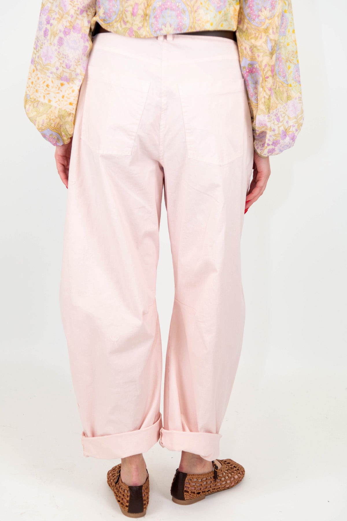 Haveone - Pantalone in viscosa modello balloon con risvolto sul fondo