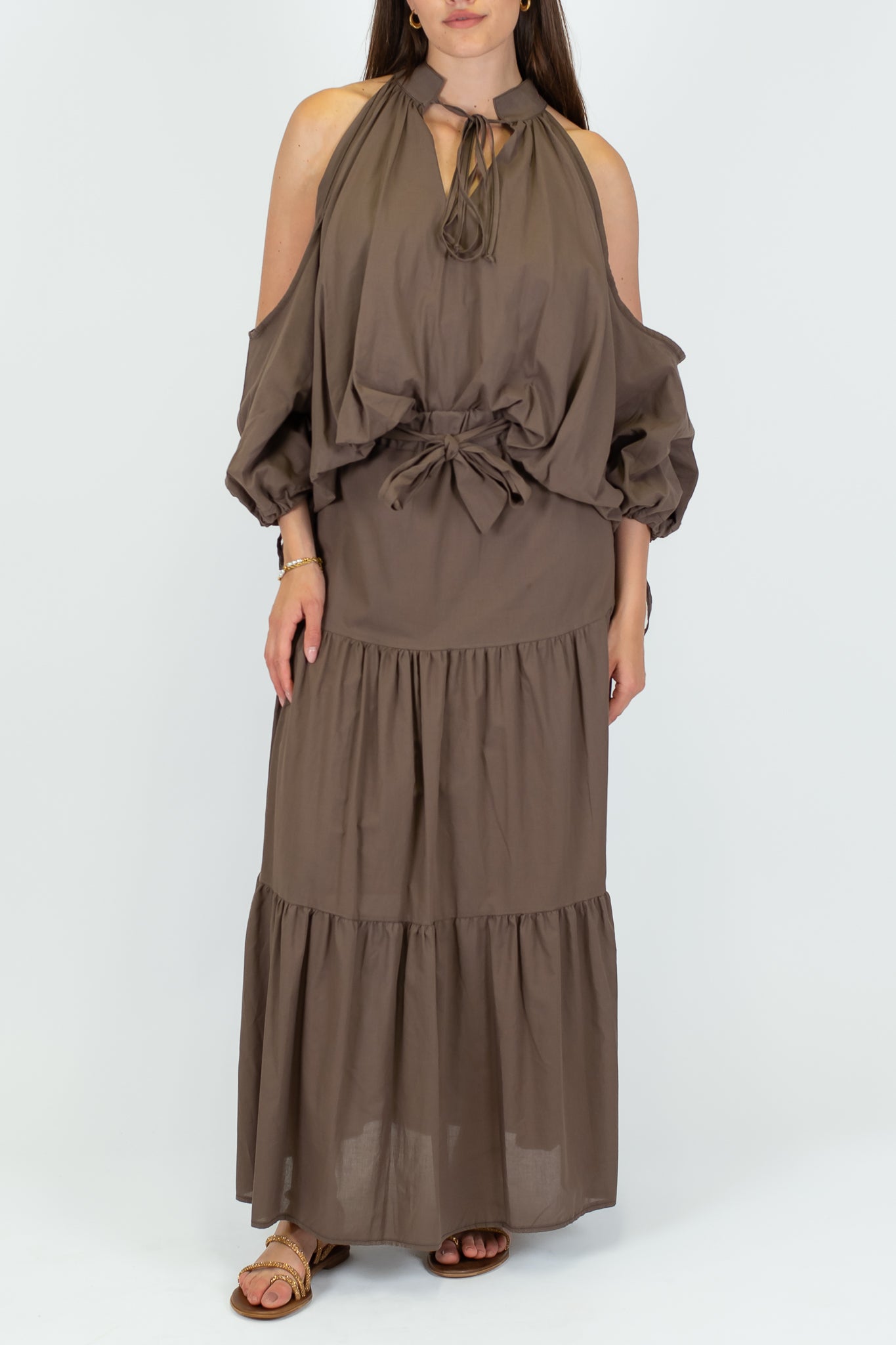 Haveone - Blusa in cotone con spalle scoperte