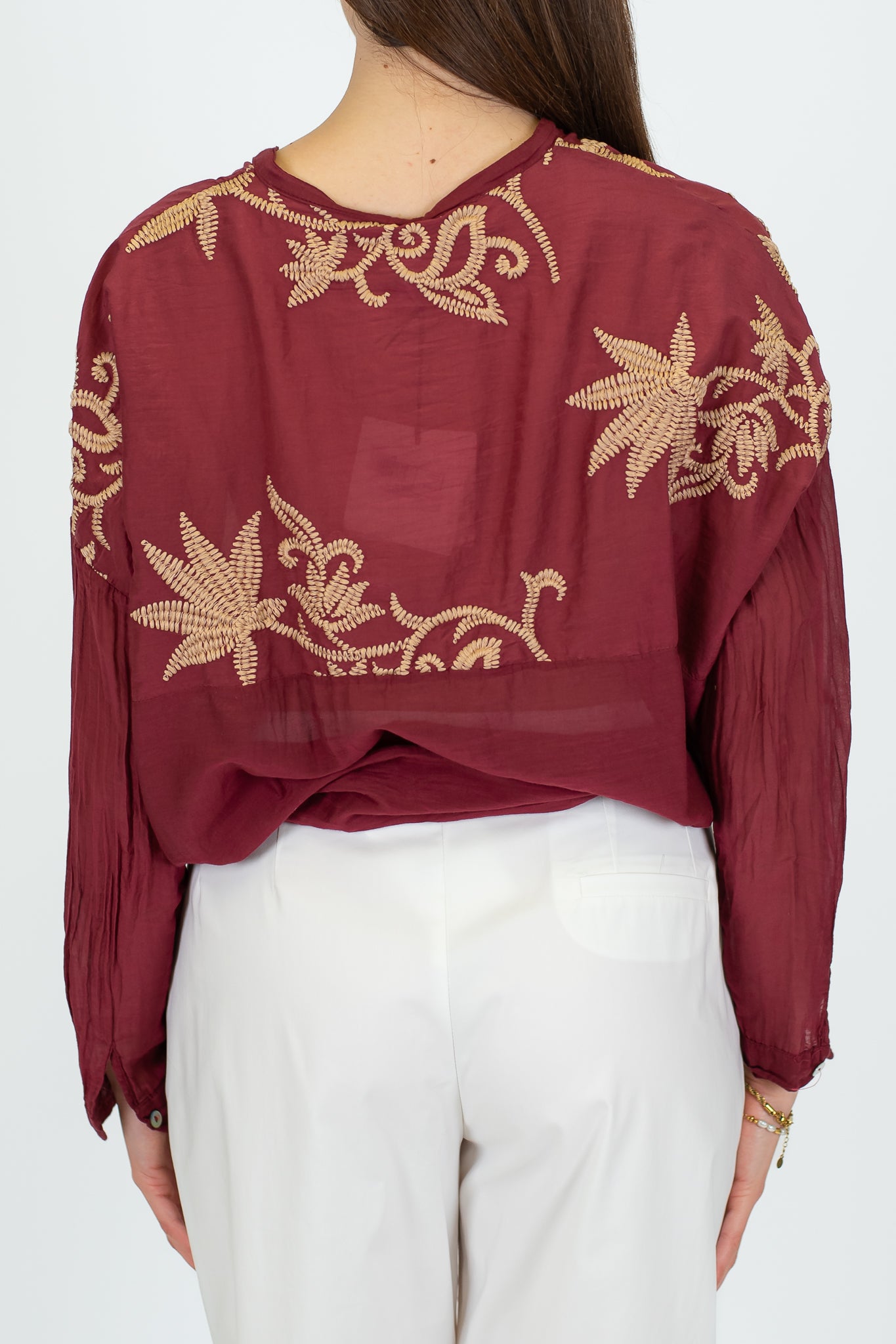 Tensione in - Camicia in misto seta con ricami