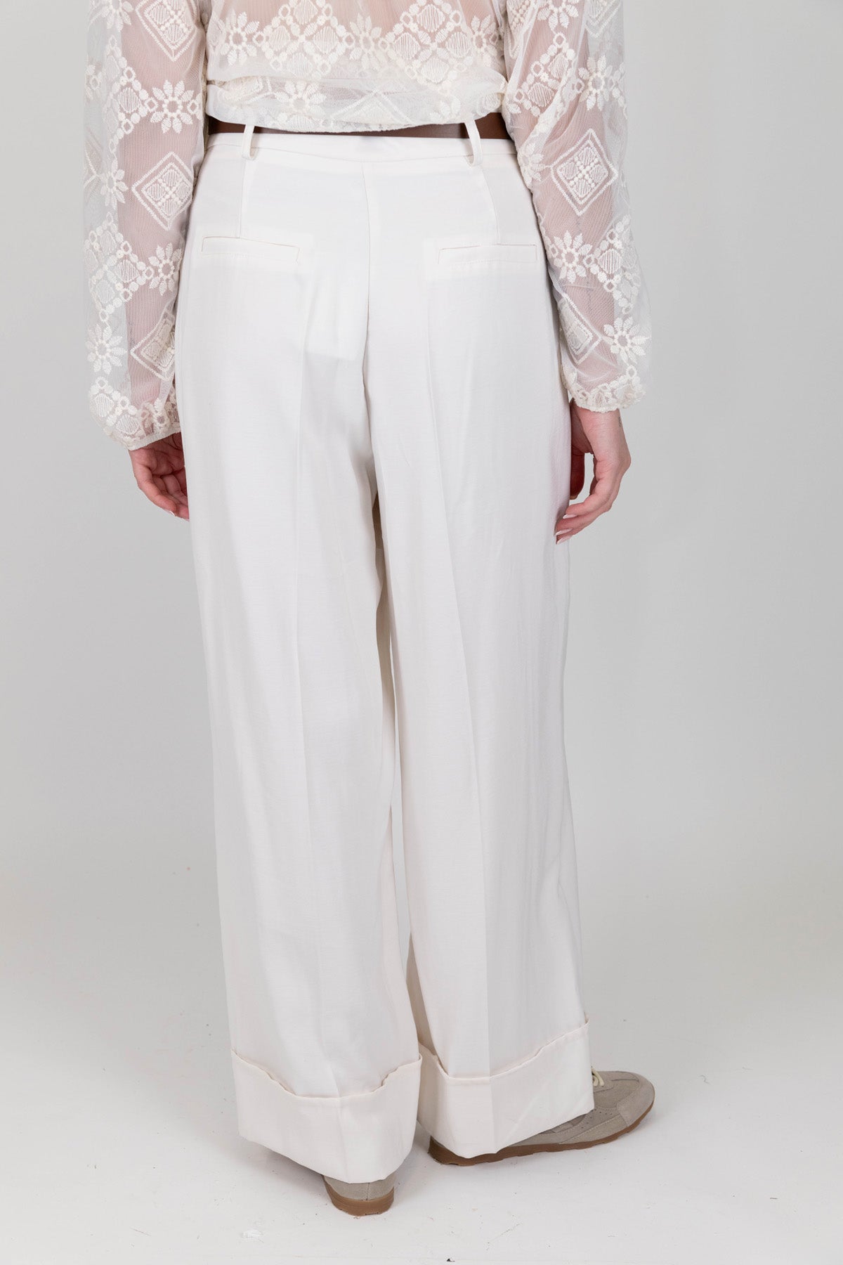 Motel - Pantalone palazzo con maxi risvolto sul fondo