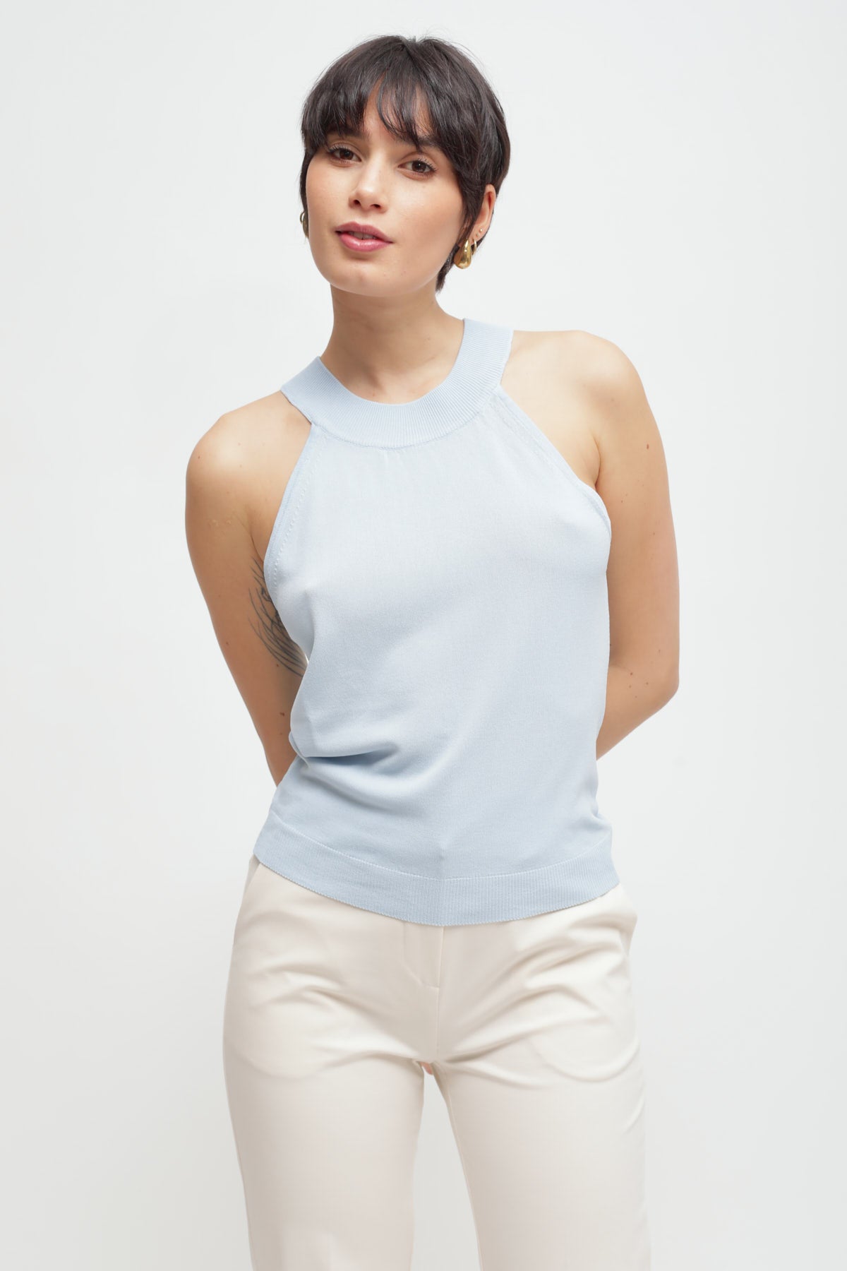 Maryley - Canotta con scollo americano in viscosa leggera