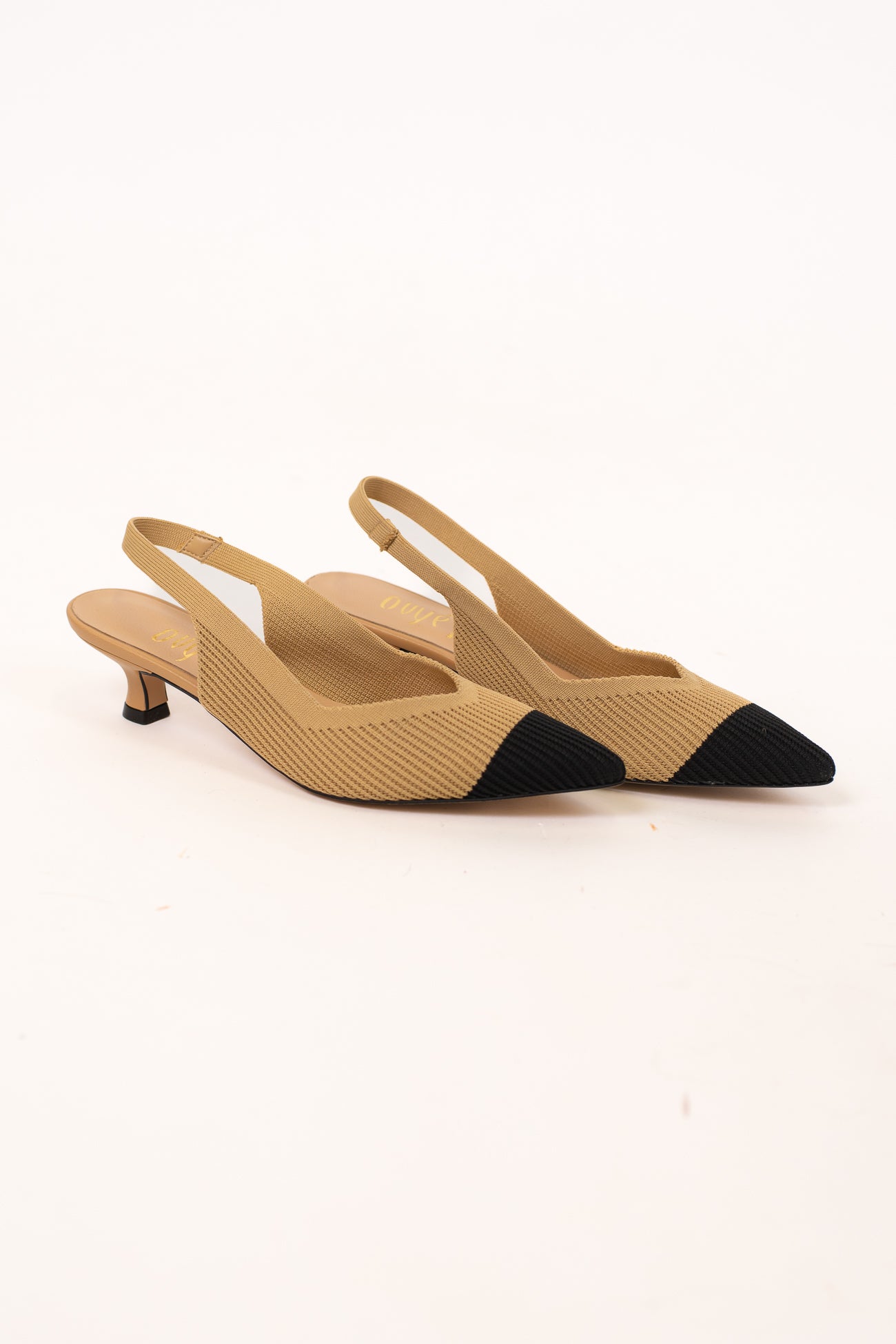 Ovyé - Slingback in maglia tramata con punta a contrasto