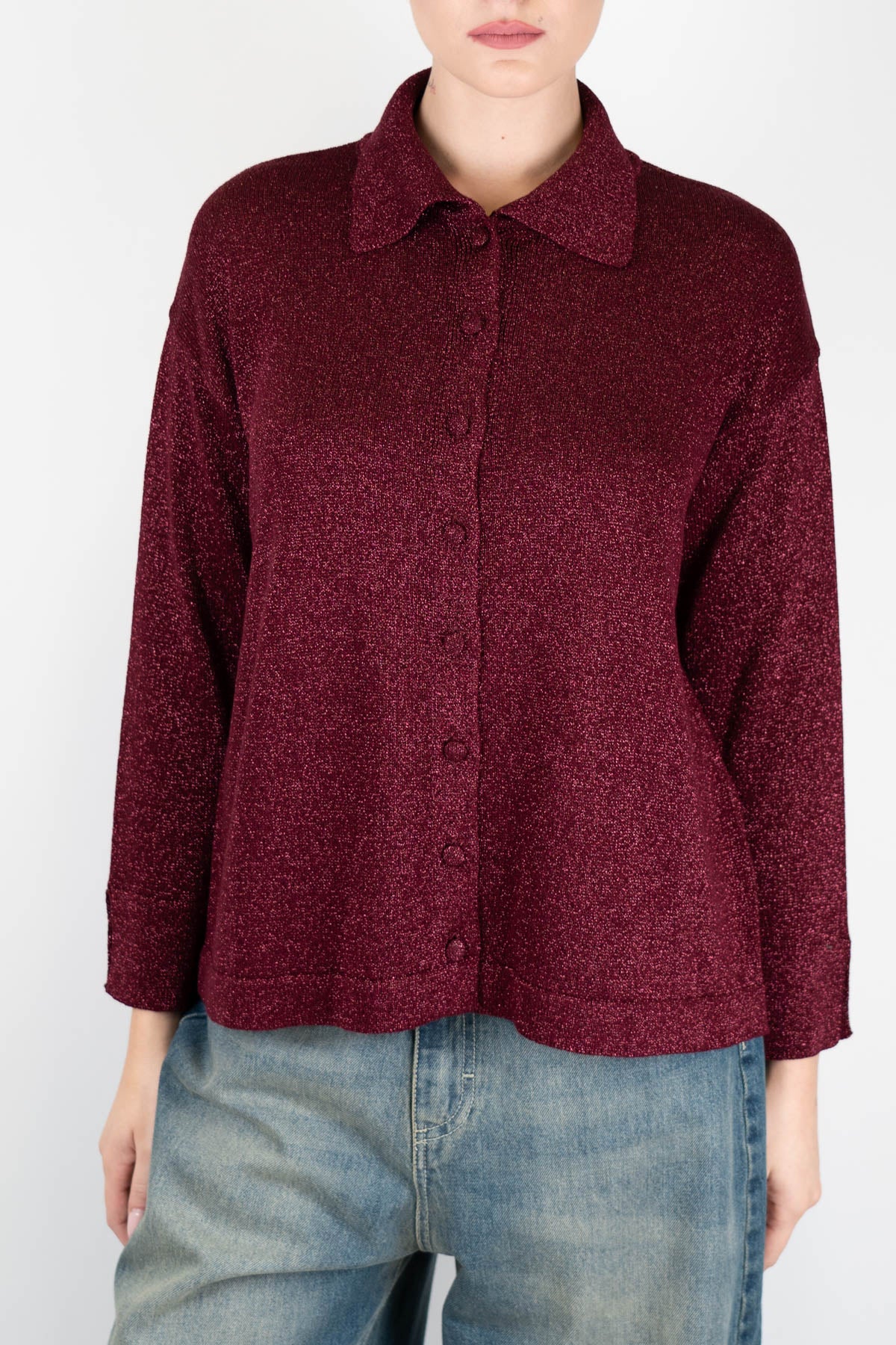 Tensione in - Camicia polo lurex con spacchetti sui polsi