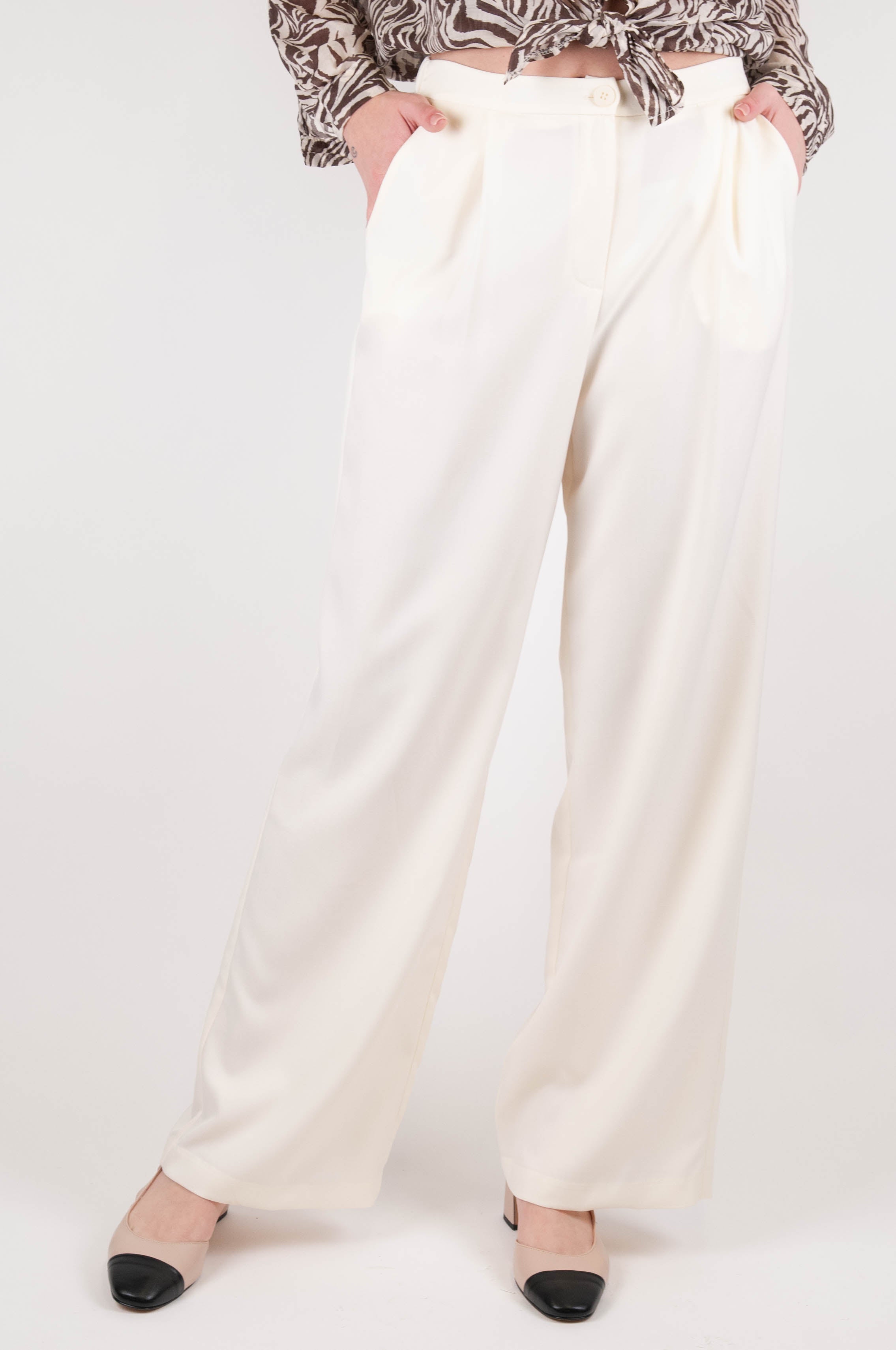 Motel - Pantalone palazzo con pinces ed elastico sul retro