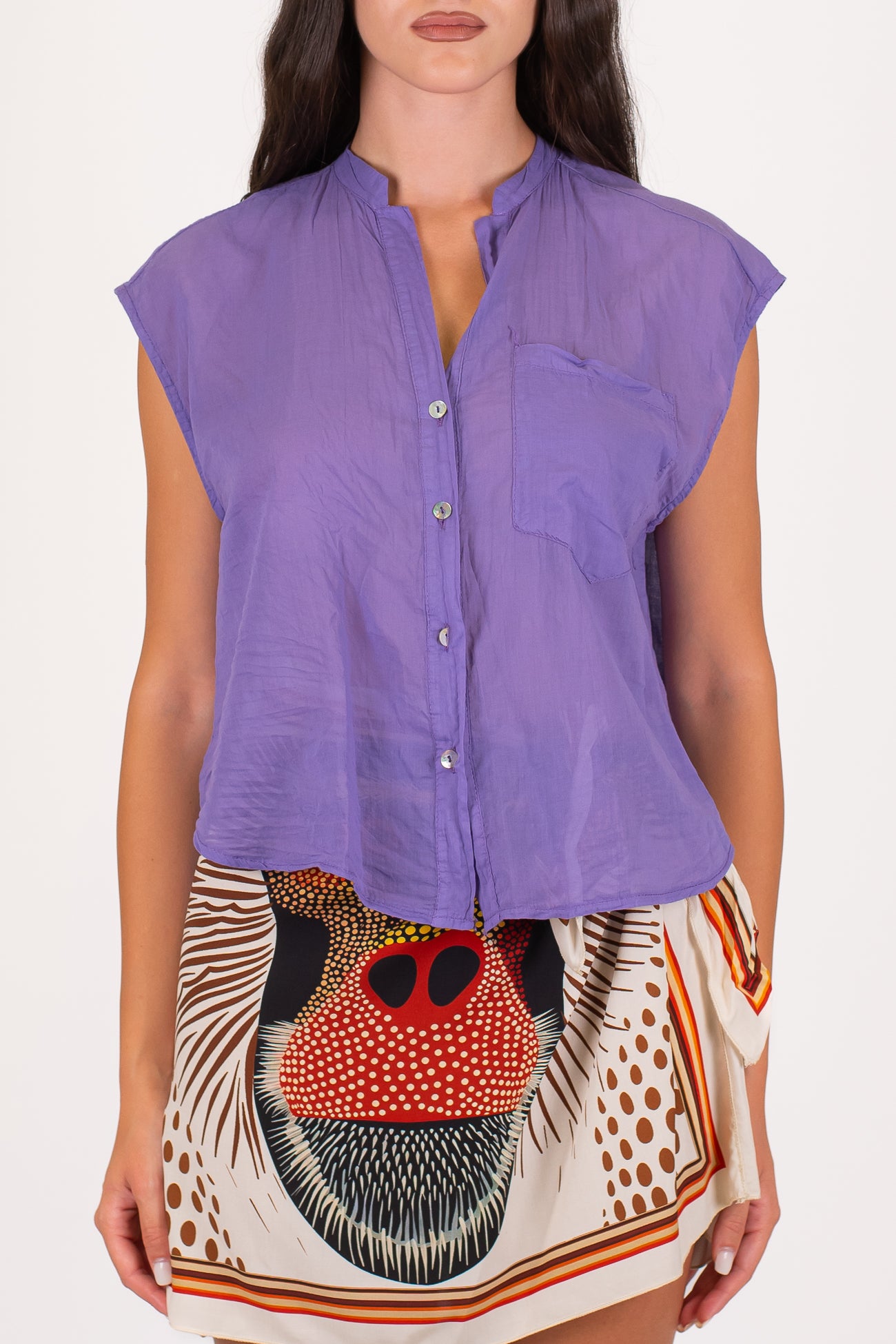 Tensione in - Camicia in mussola di cotone giromaniche