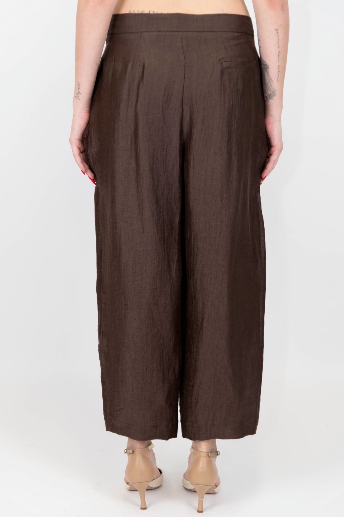 Maryley - Pantalone balloon con pinces in lino