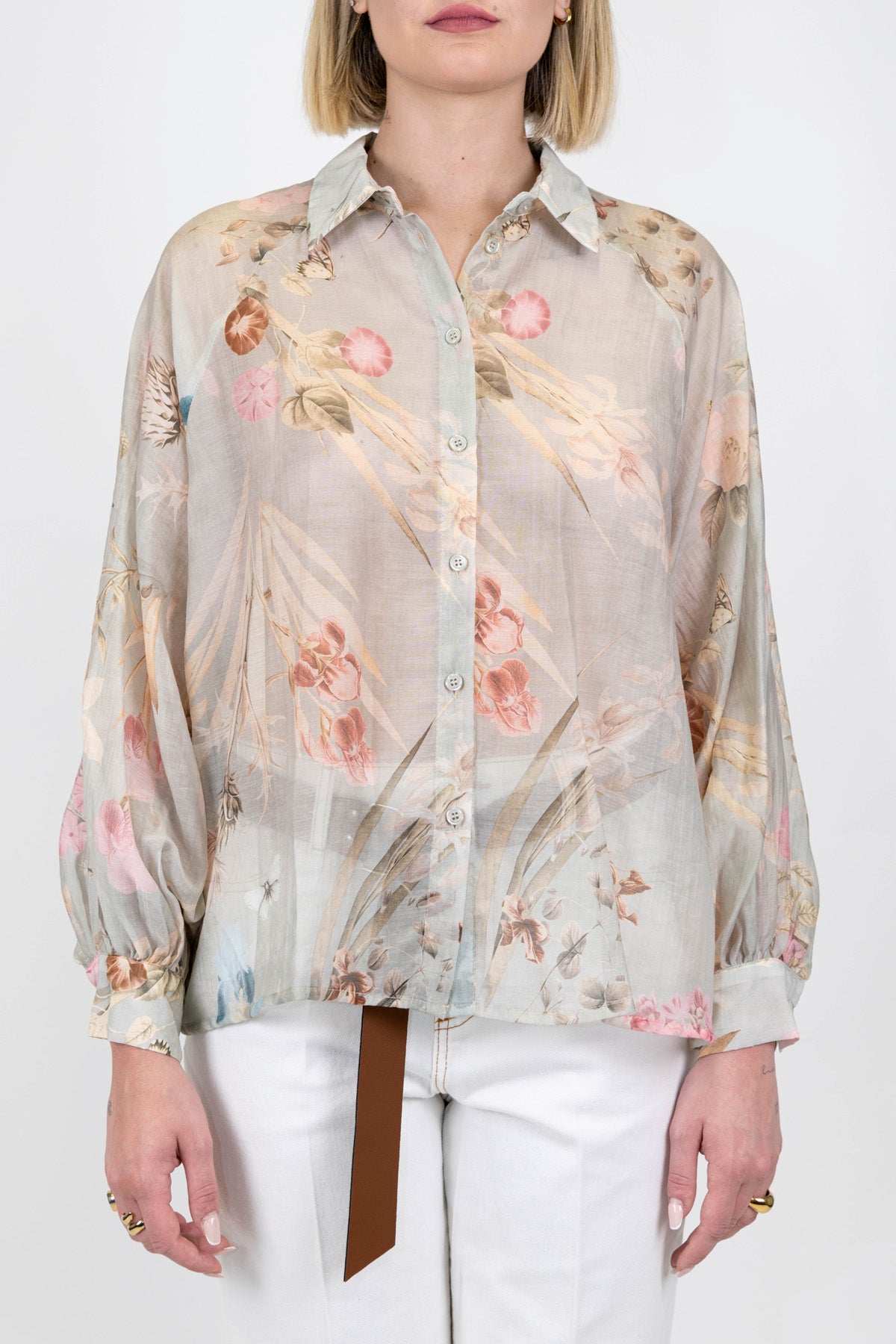 Dixie - Camicia fantasia floreale in lyocell