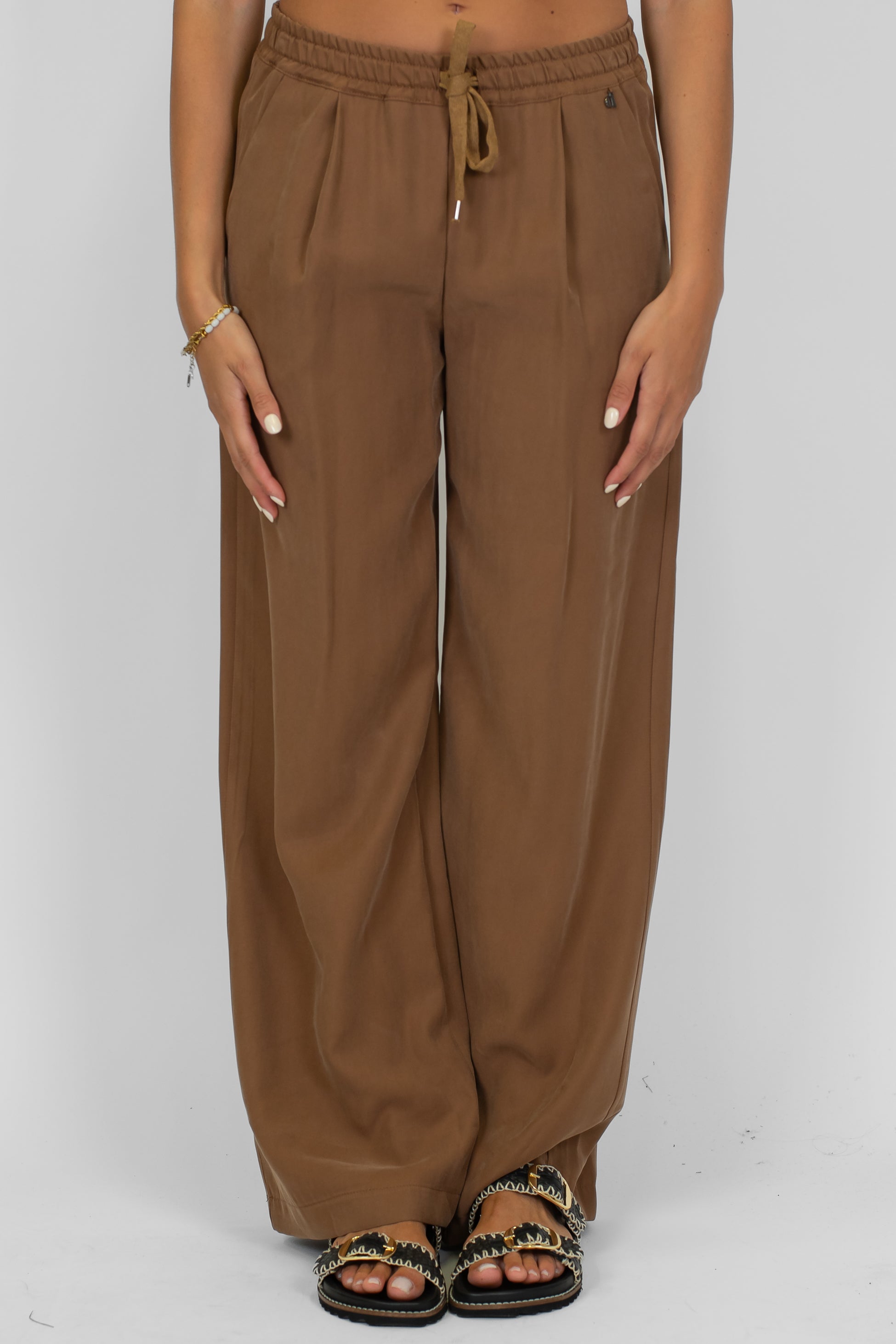 Dixie - Pantalone palazzo in viscosa con coulisse