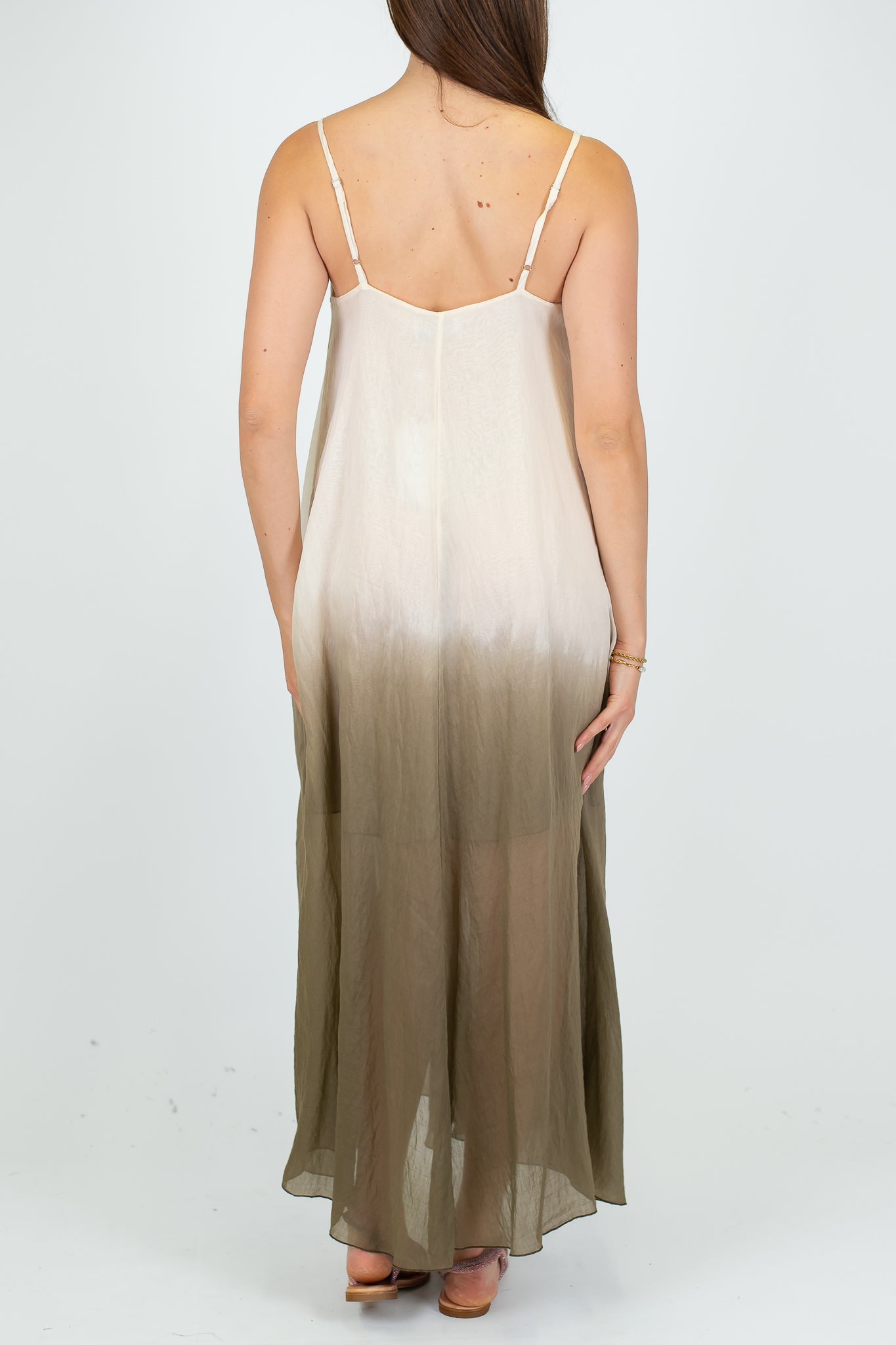 Motel - Abito lungo con bretelle tie dye in lyocell