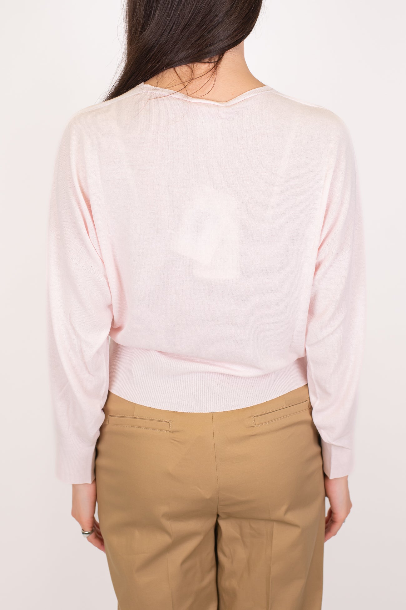 Kontatto - Maglia crop scollo a V in viscosa leggera