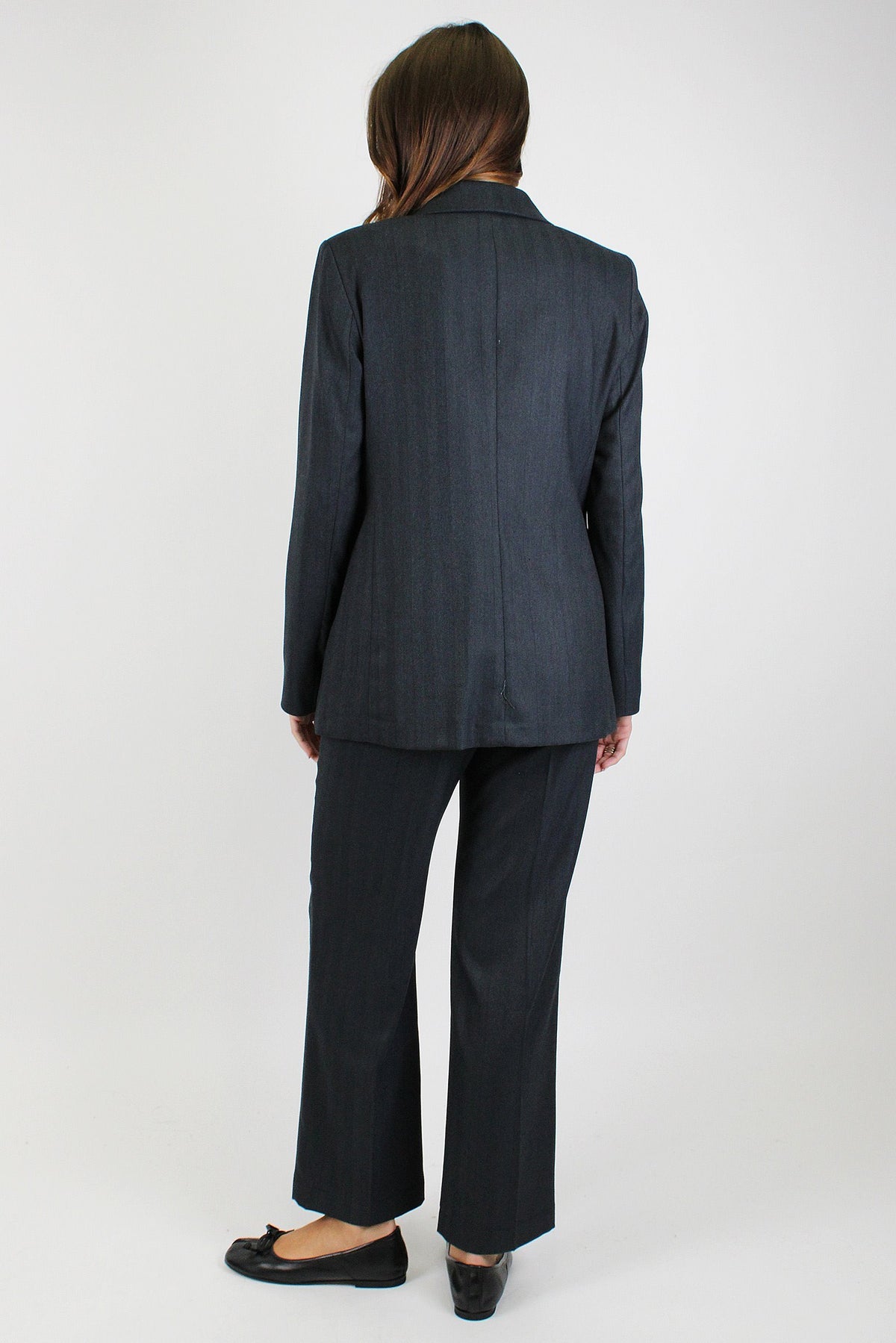 Maryley - Tailleur fantasia spigata con giacca doppiopetto e pantalone regular