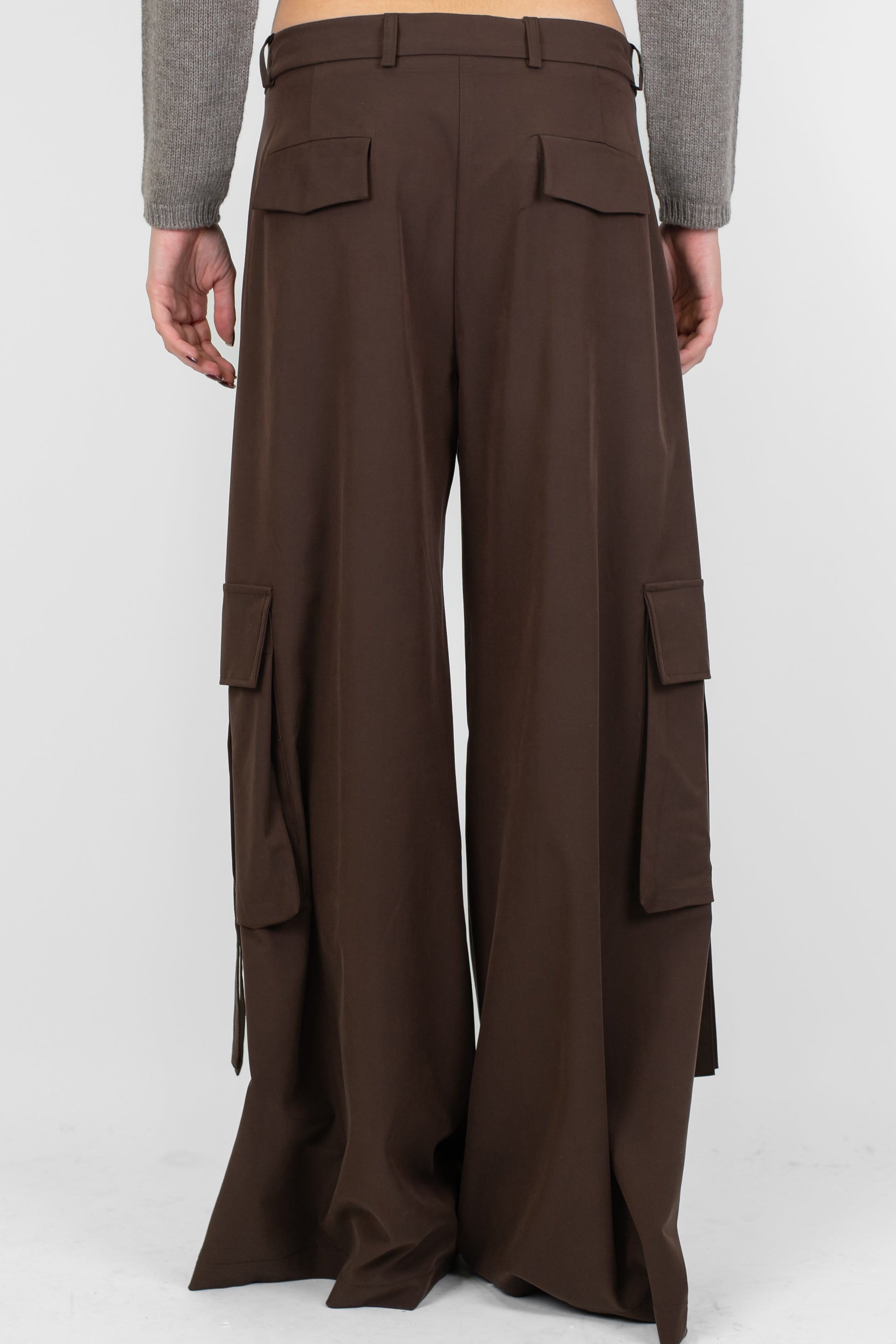 Maryley - Pantalone cargo palazzo in tencel