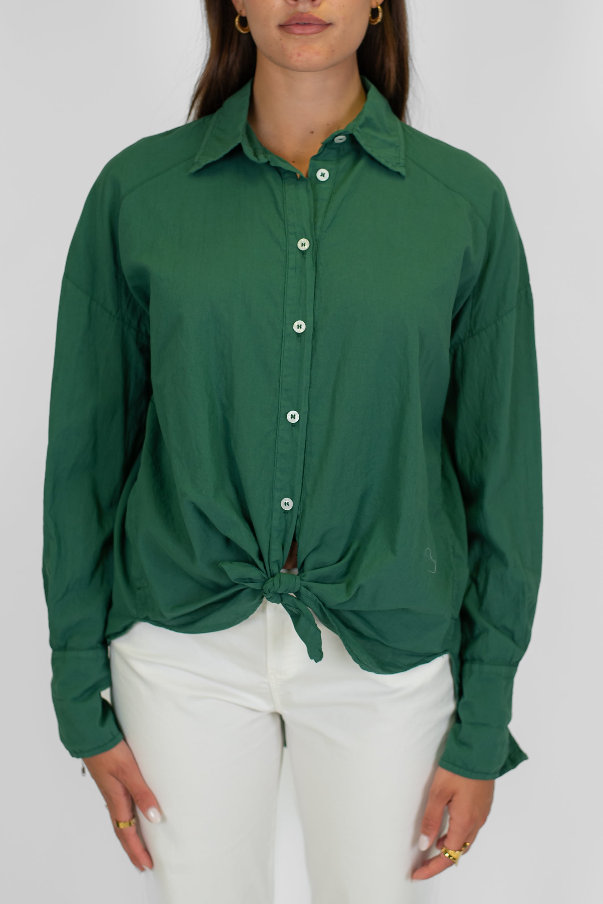 Dixie - Camicia tinta unita in cotone con nodo sul fondo