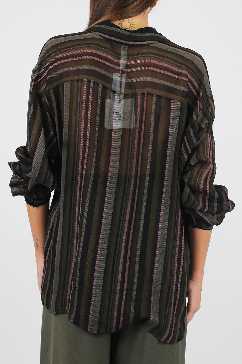 Tensione in - Camicia fantasia a righe multicolor in viscosa