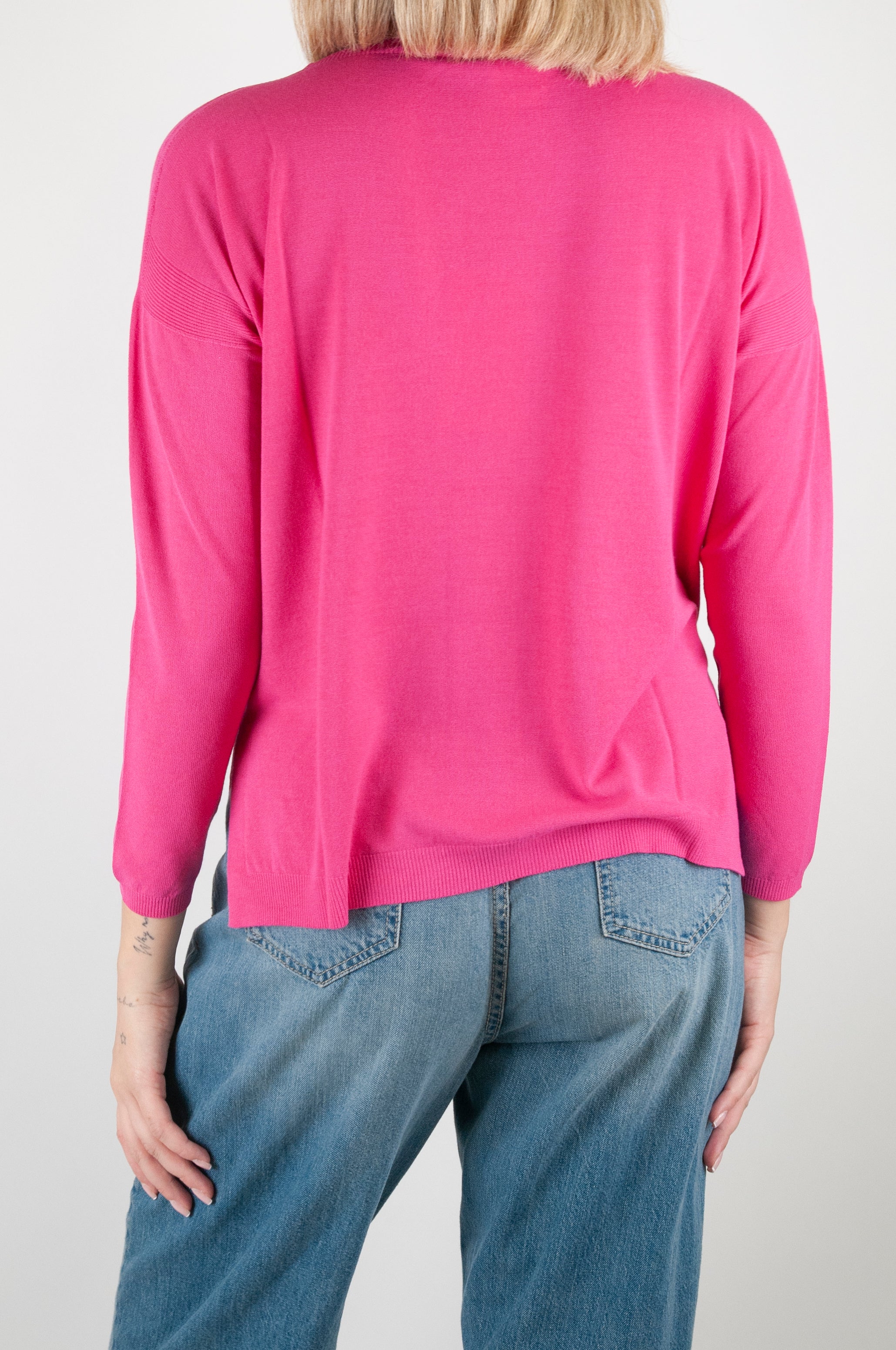 Kontatto - Maglia girocollo con spacchetti laterali in viscosa leggera