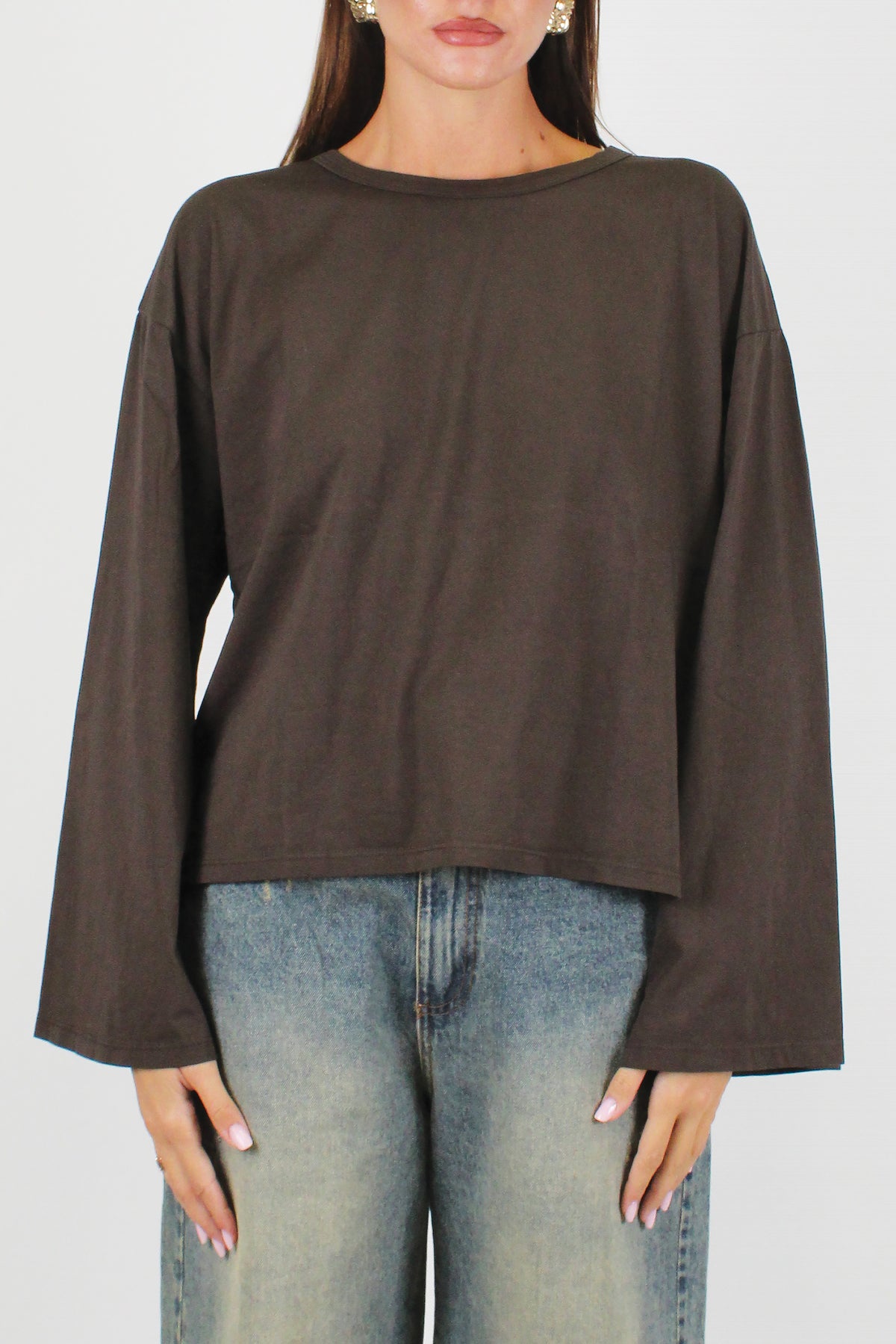 Haveone - Shirt manica lunga a trapezio tinta unita