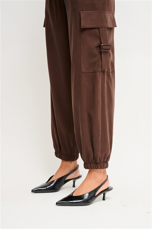 Maryley - Pantalone cargo con elastico sul fondo