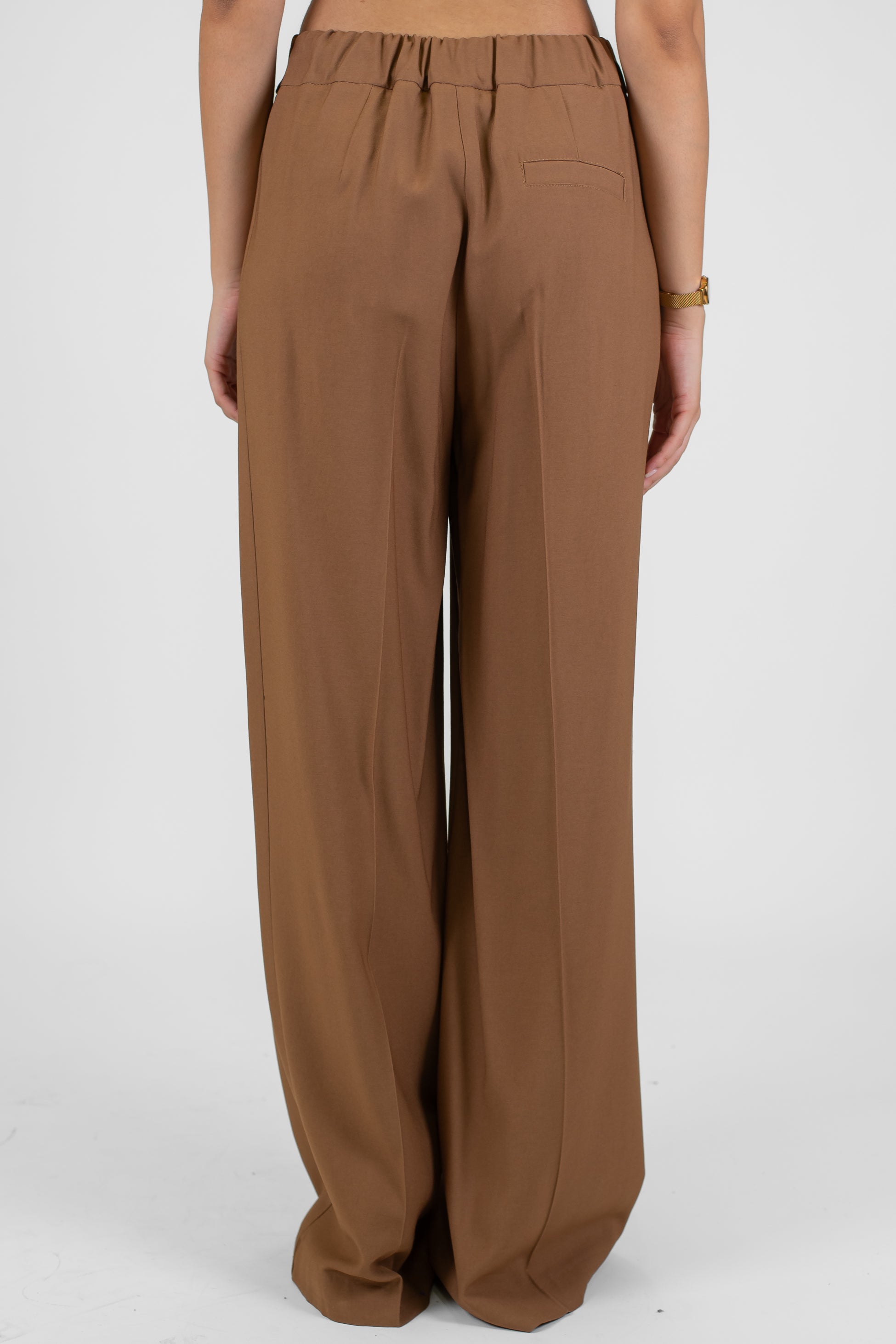 Maryley - Pantalone palazzo con elastico sul retro